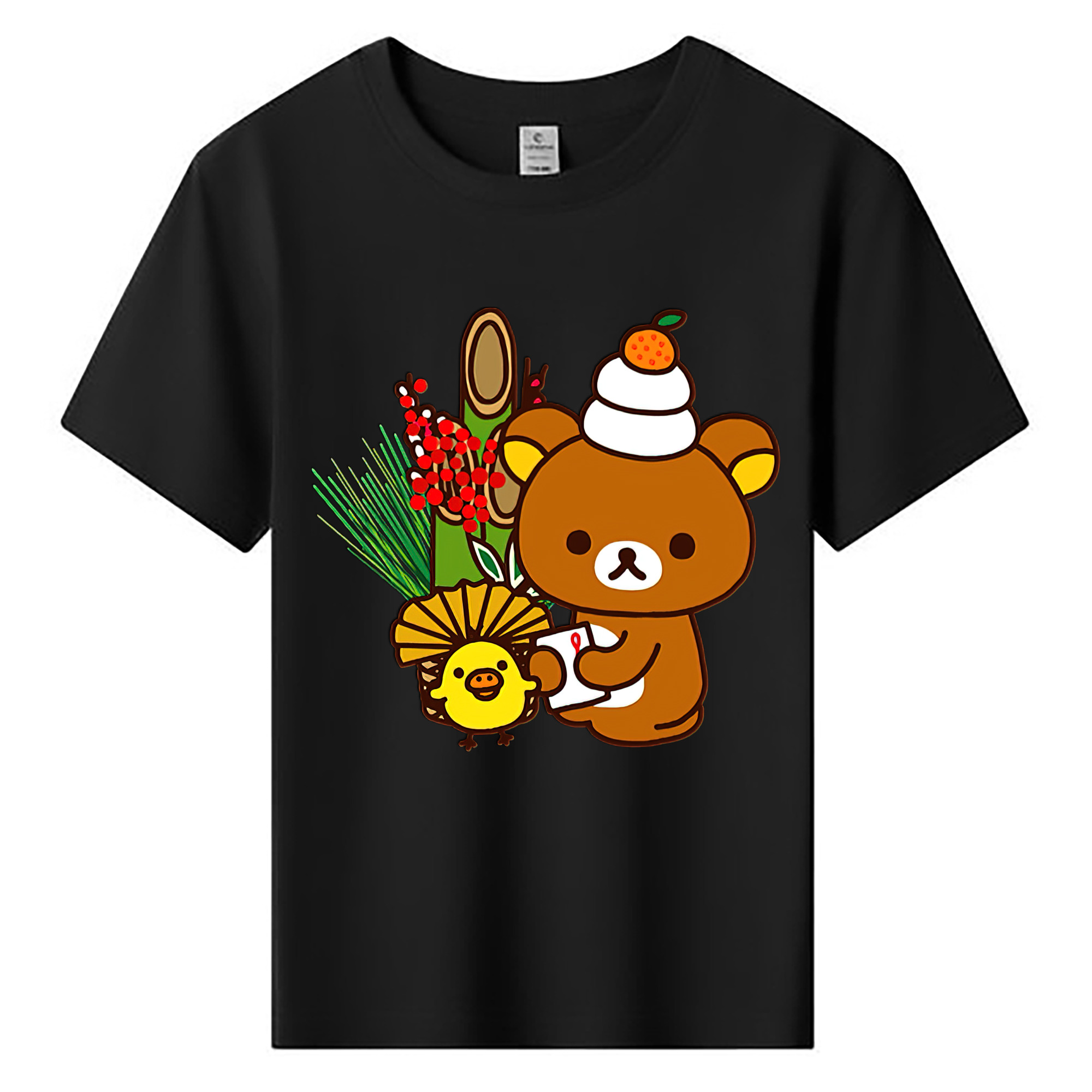 （画像用） リラックマ リラックマ キイロイトリ Rilakkuma Korilakkuma Kiiroitori 綿100％キッズTシャツ（フロントプリント）