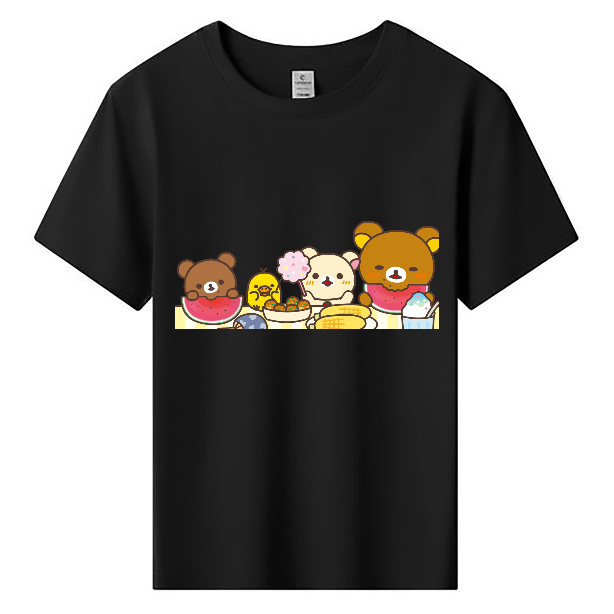 （画像用） リラックマ リラックマ キイロイトリ Rilakkuma Korilakkuma Kiiroitori 綿100％キッズTシャツ（フロントプリント）