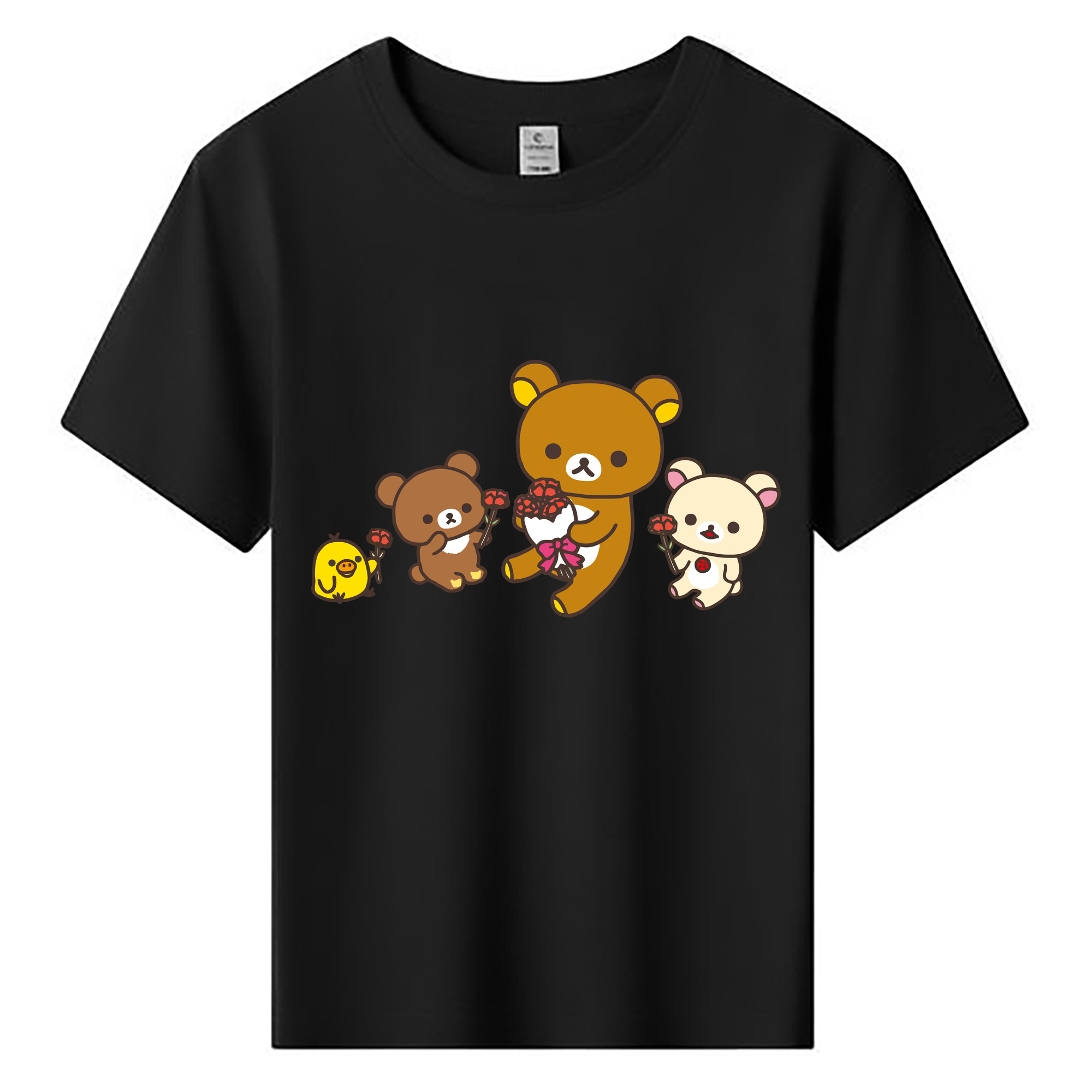 （画像用） リラックマ リラックマ キイロイトリ Rilakkuma Korilakkuma Kiiroitori 綿100％キッズTシャツ（フロントプリント）