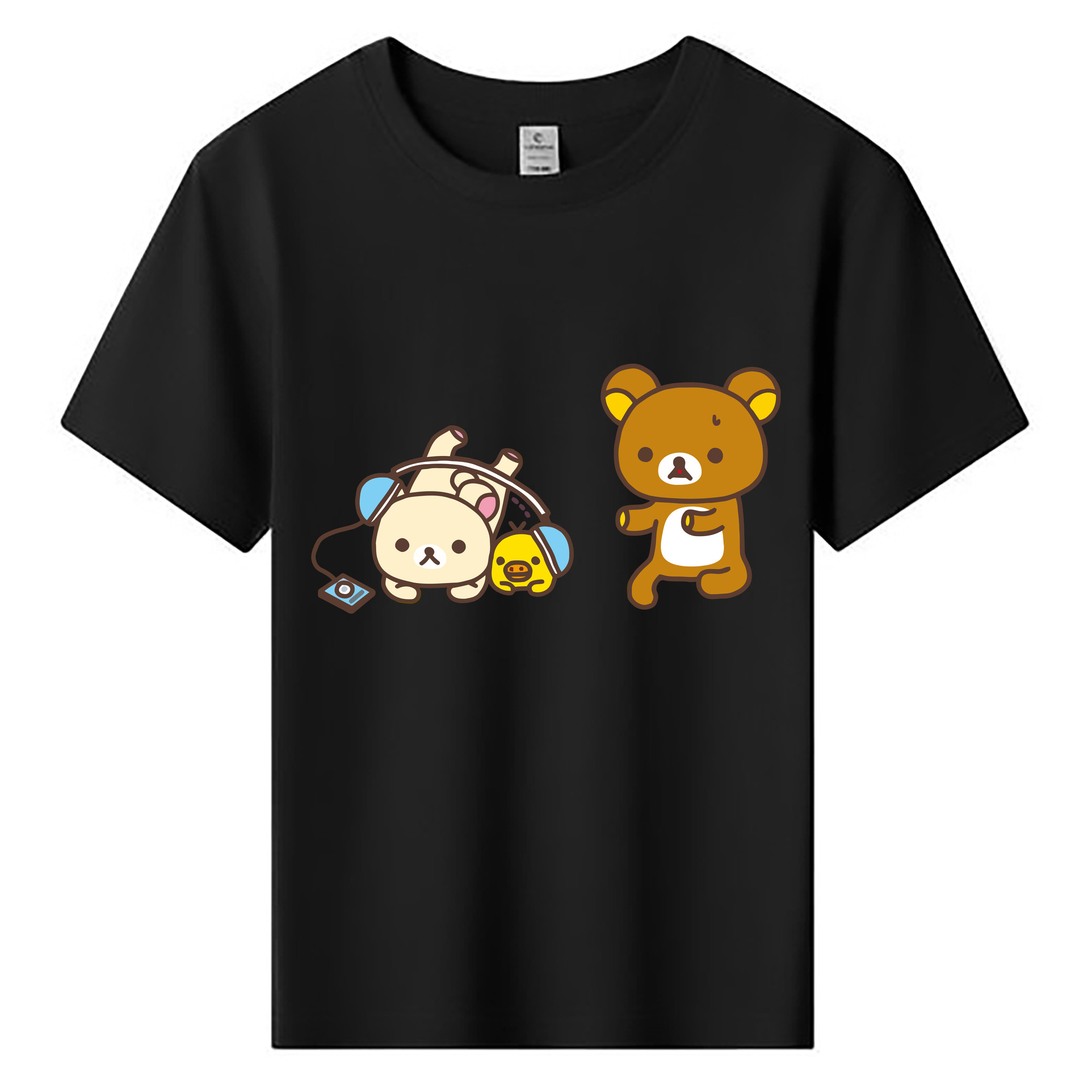 （画像用） リラックマ リラックマ キイロイトリ Rilakkuma Korilakkuma Kiiroitori 綿100％キッズTシャツ（フロントプリント）