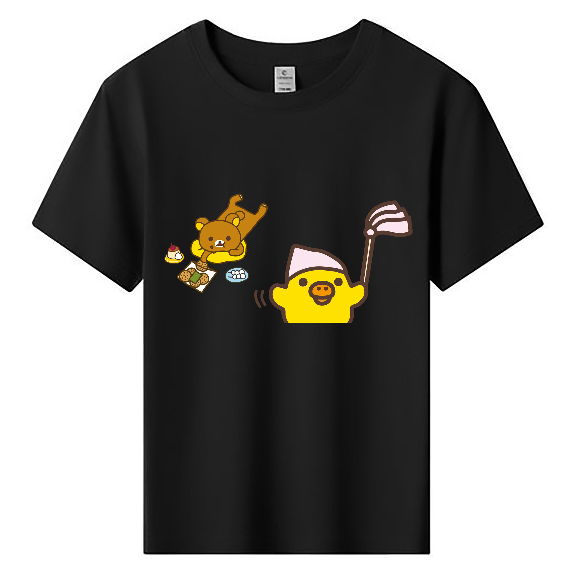 （画像用） リラックマ リラックマ キイロイトリ Rilakkuma Korilakkuma Kiiroitori 綿100％キッズTシャツ（フロントプリント）