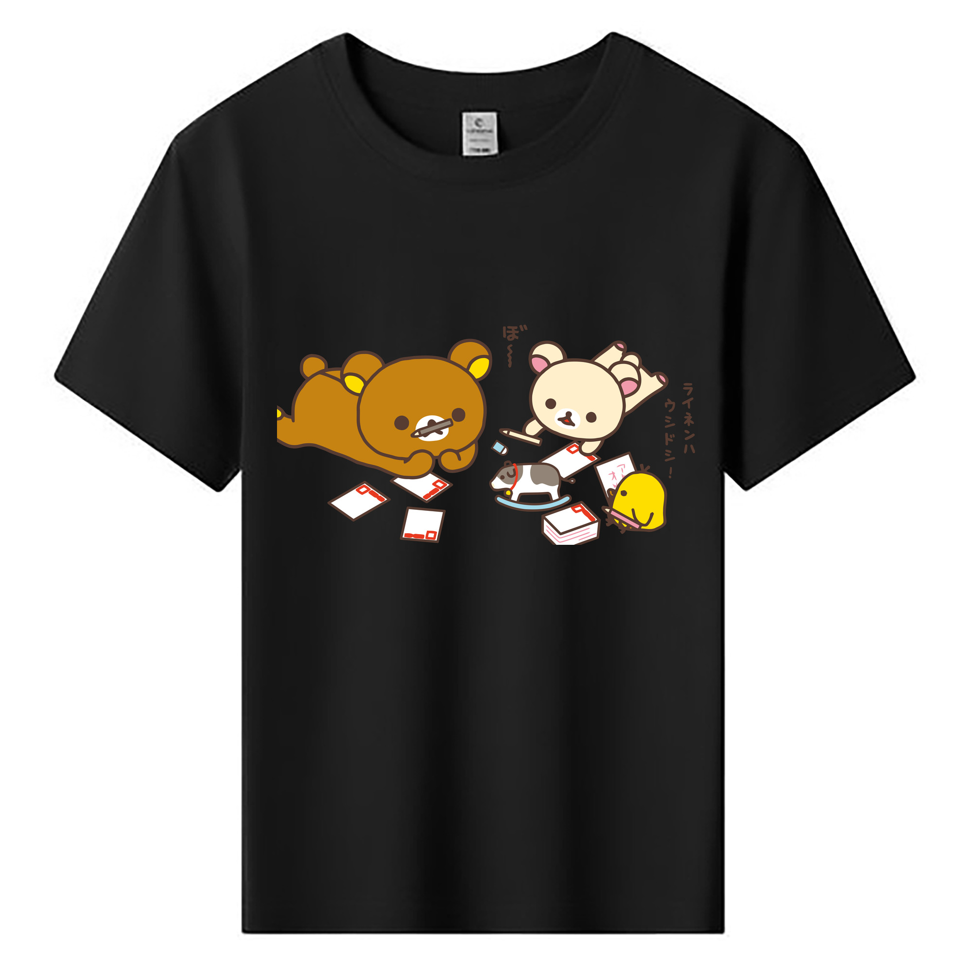 （画像用） リラックマ リラックマ キイロイトリ Rilakkuma Korilakkuma Kiiroitori 綿100％キッズTシャツ（フロントプリント）