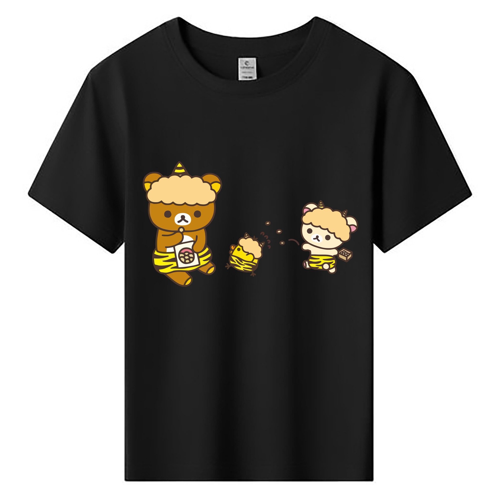 （画像用） リラックマ リラックマ キイロイトリ Rilakkuma Korilakkuma Kiiroitori 綿100％キッズTシャツ（フロントプリント）