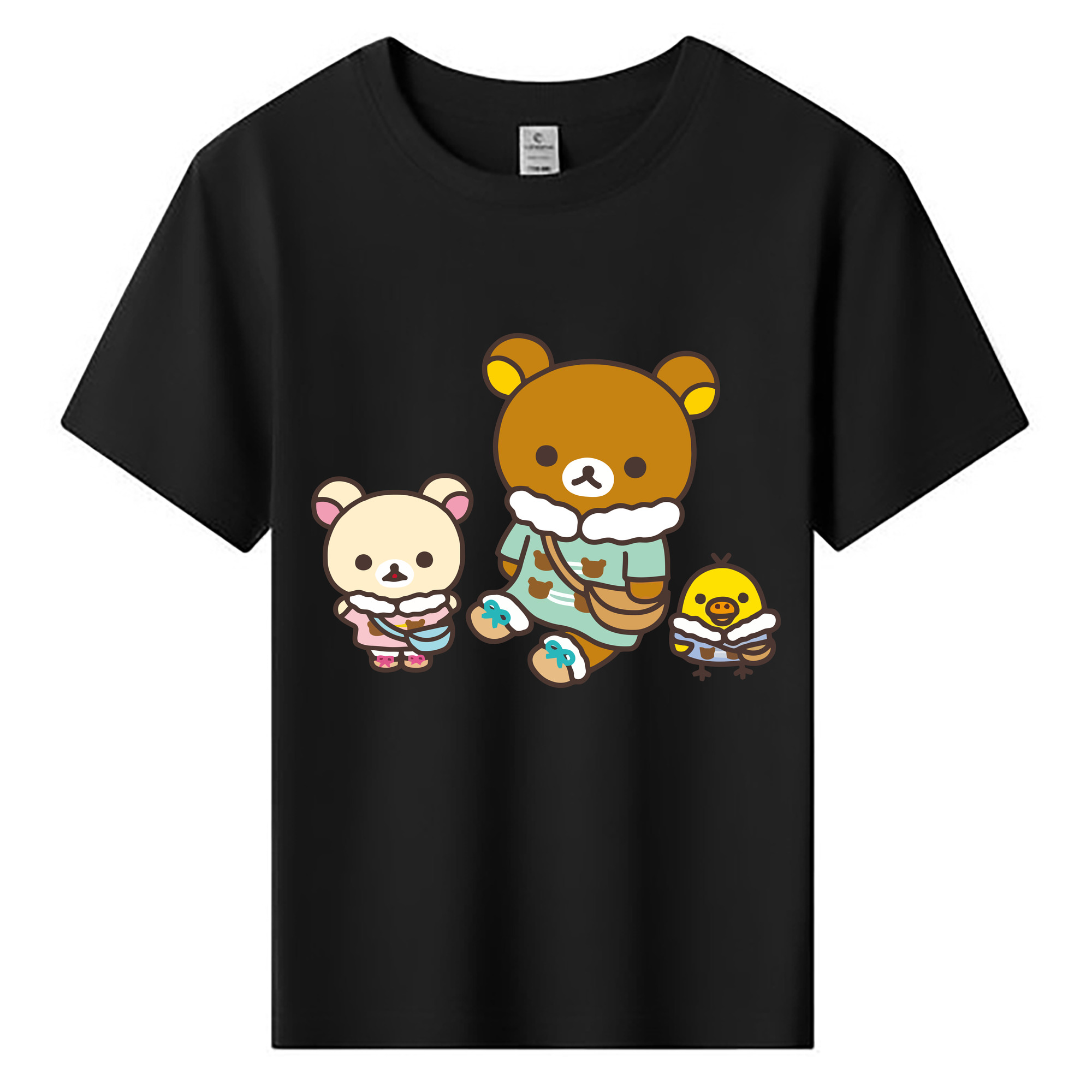 （画像用） リラックマ リラックマ キイロイトリ Rilakkuma Korilakkuma Kiiroitori 綿100％キッズTシャツ（フロントプリント）