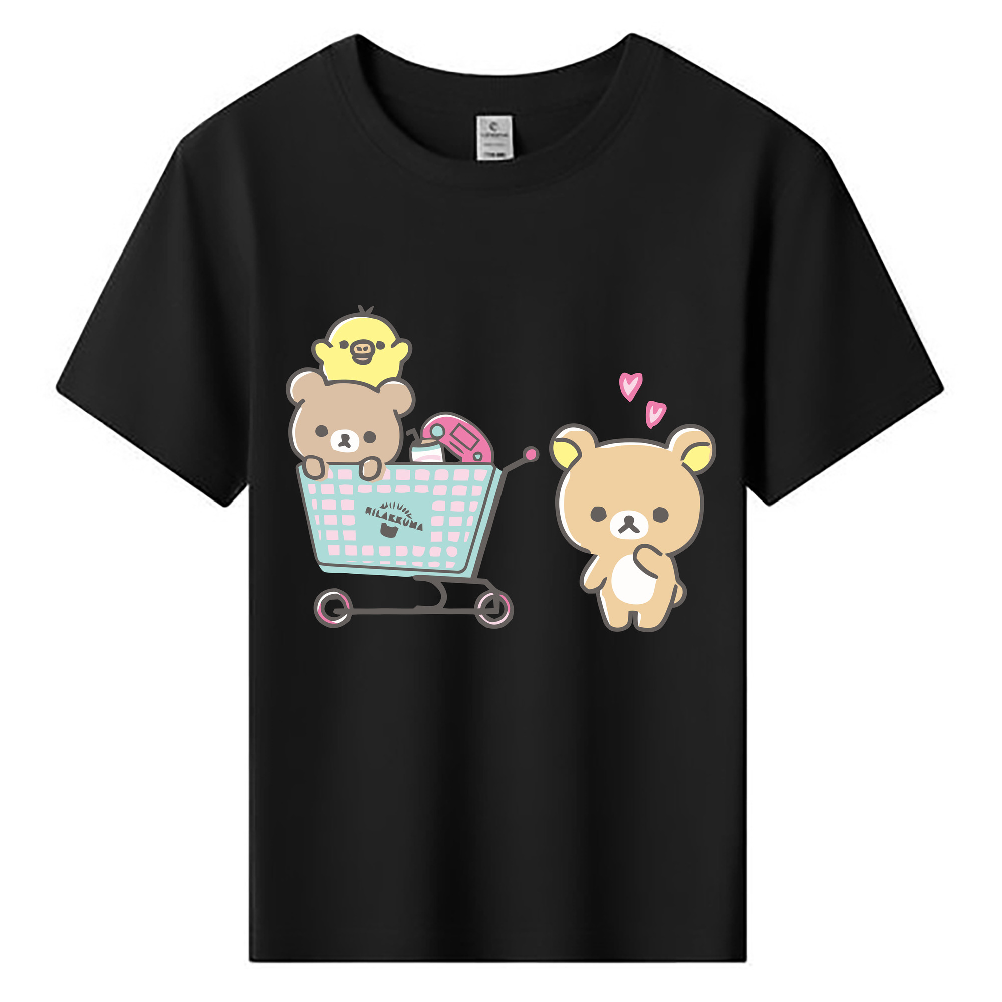 （画像用） リラックマ リラックマ キイロイトリ Rilakkuma Korilakkuma Kiiroitori 綿100％キッズTシャツ（フロントプリント）