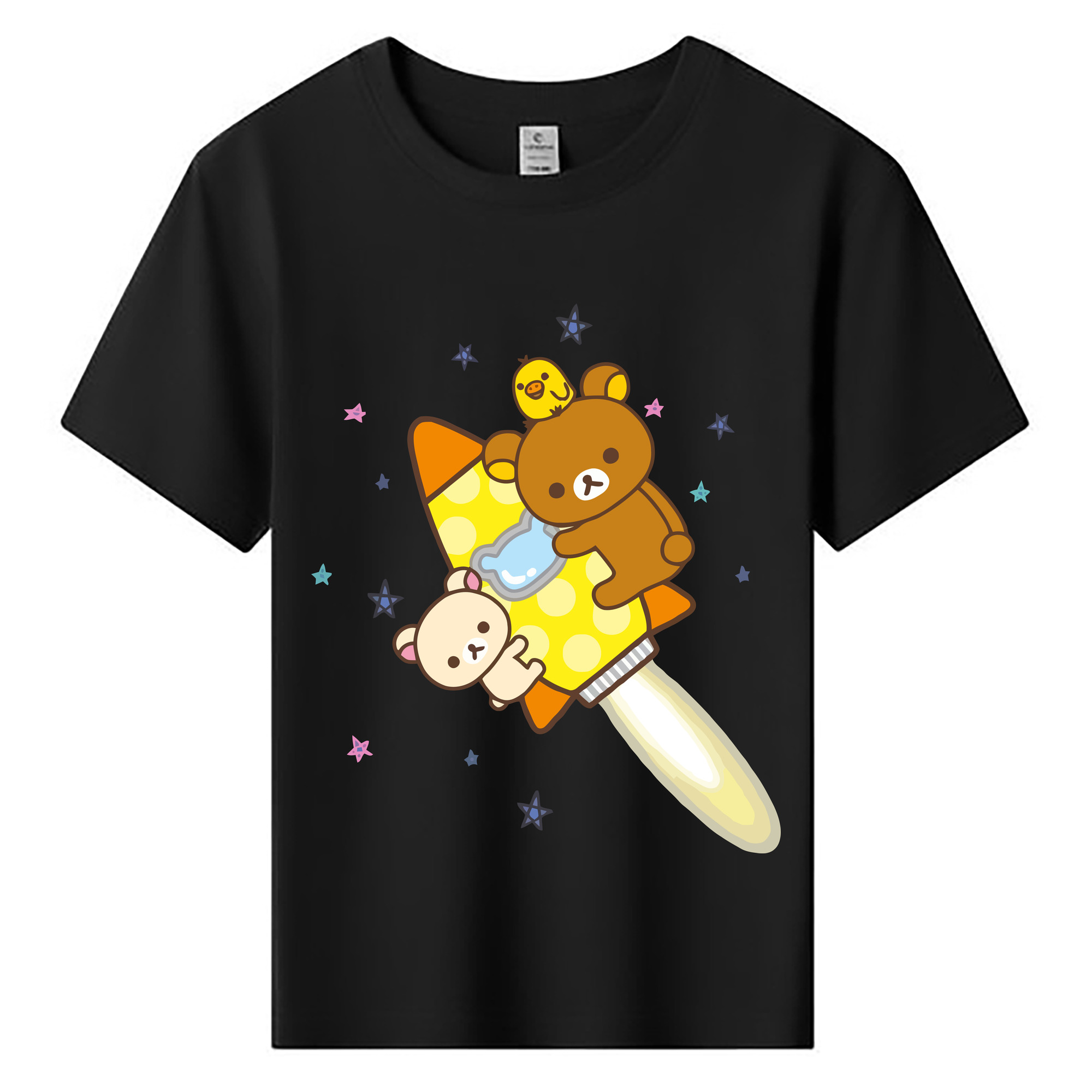 （画像用） リラックマ リラックマ キイロイトリ Rilakkuma Korilakkuma Kiiroitori 綿100％キッズTシャツ（フロントプリント）