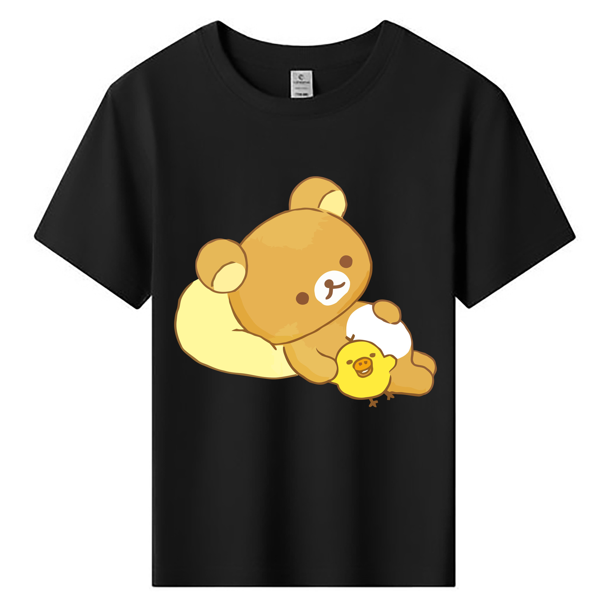 （画像用） リラックマ リラックマ キイロイトリ Rilakkuma Korilakkuma Kiiroitori 綿100％キッズTシャツ（フロントプリント）
