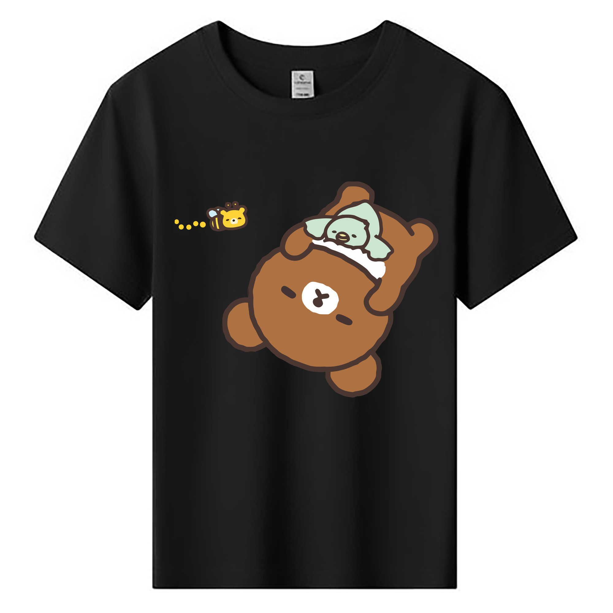 （画像用） リラックマ リラックマ キイロイトリ Rilakkuma Korilakkuma Kiiroitori 綿100％キッズTシャツ（フロントプリント）