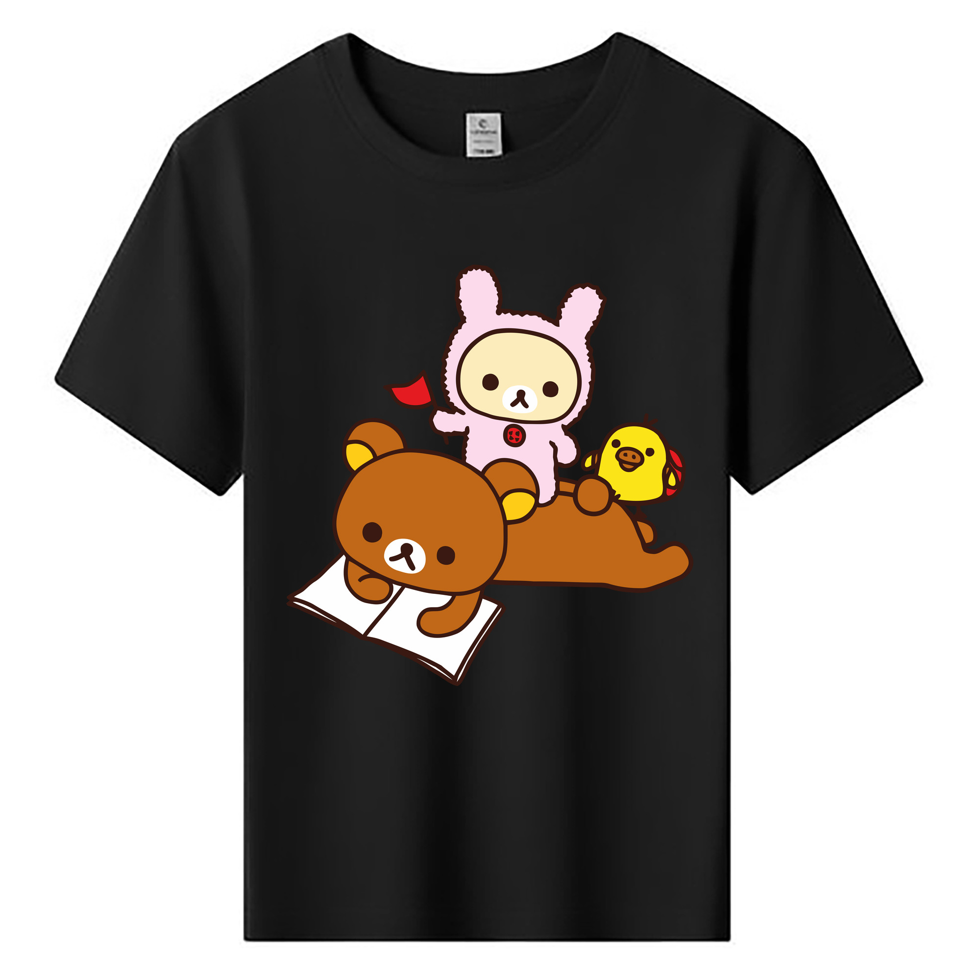（画像用） リラックマ リラックマ キイロイトリ Rilakkuma Korilakkuma Kiiroitori 綿100％キッズTシャツ（フロントプリント）