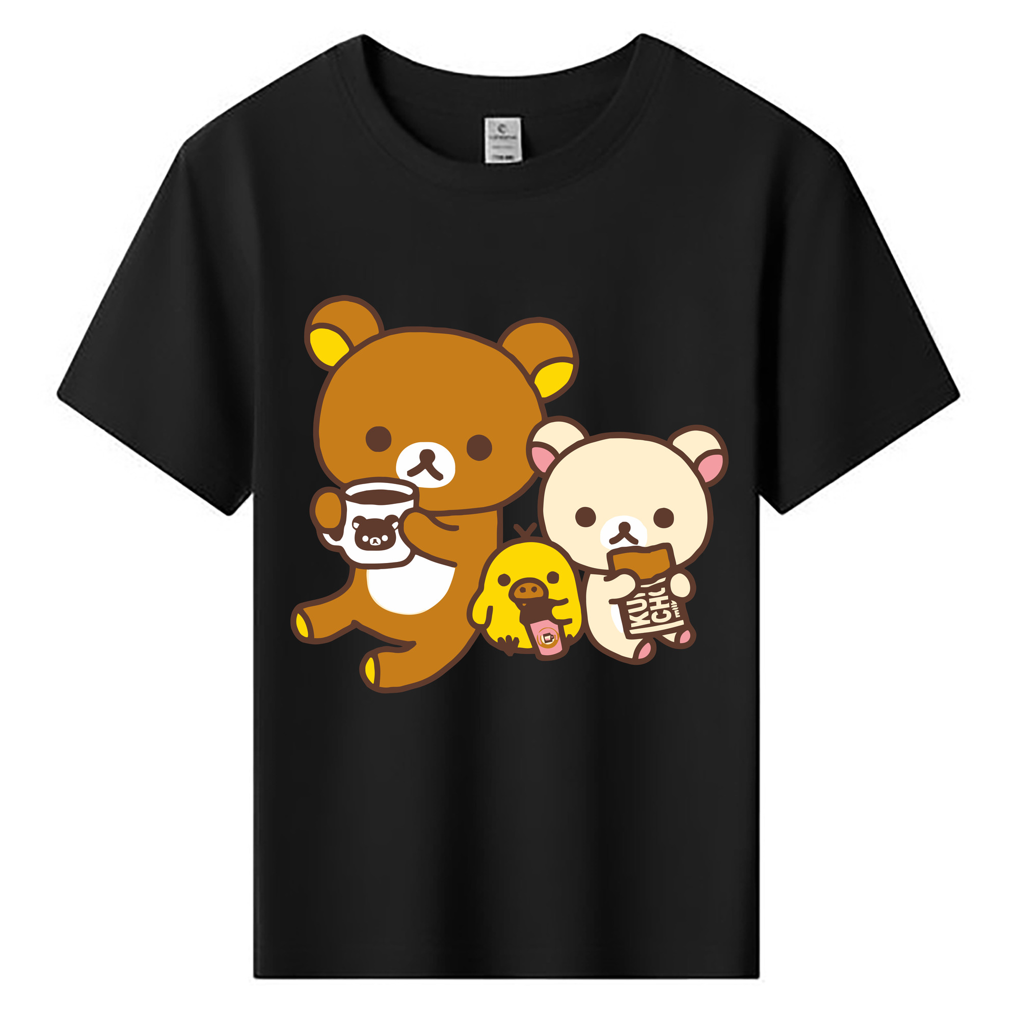 （画像用） リラックマ リラックマ キイロイトリ Rilakkuma Korilakkuma Kiiroitori 綿100％キッズTシャツ（フロントプリント）