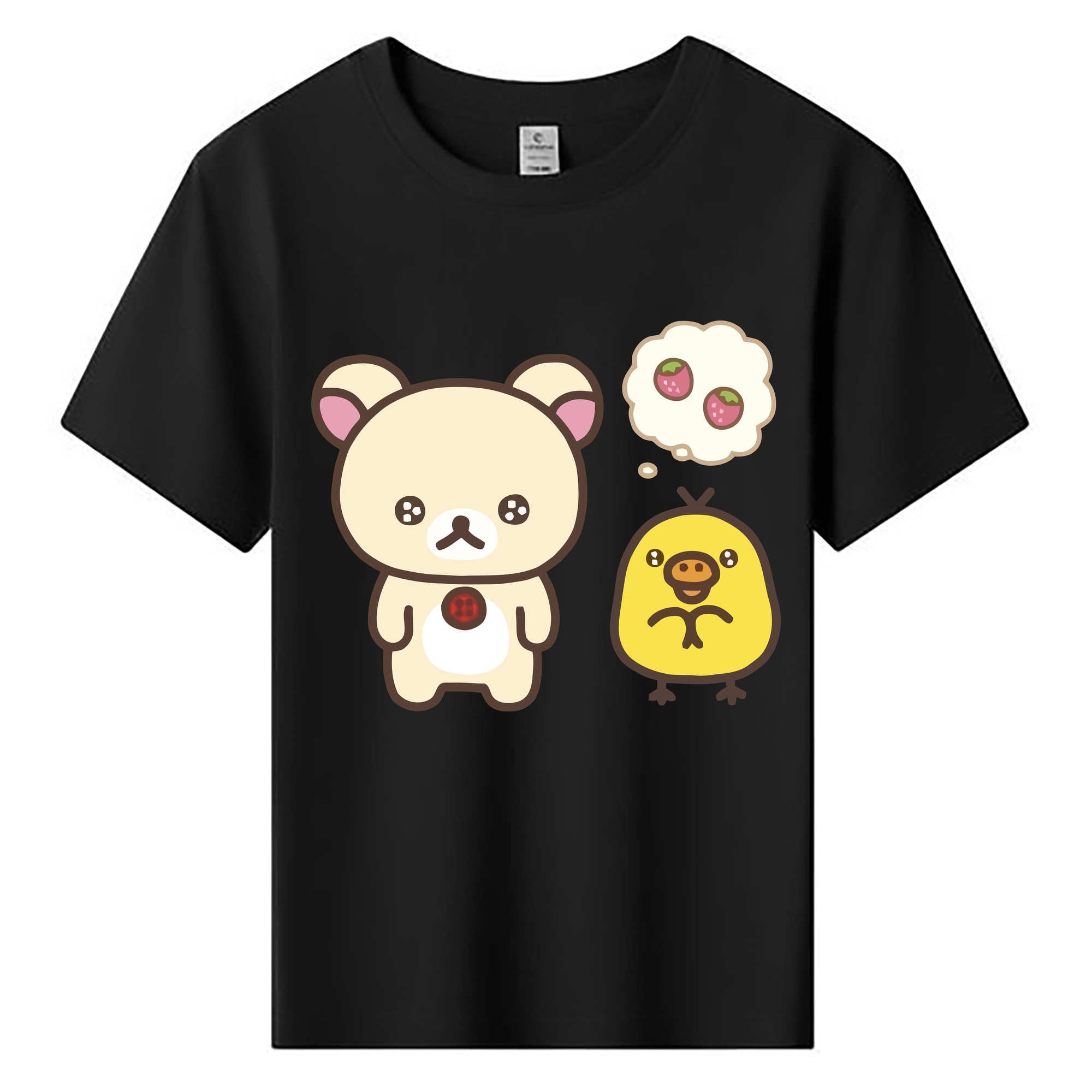 （画像用） リラックマ リラックマ キイロイトリ Rilakkuma Korilakkuma Kiiroitori 綿100％キッズTシャツ（フロントプリント）
