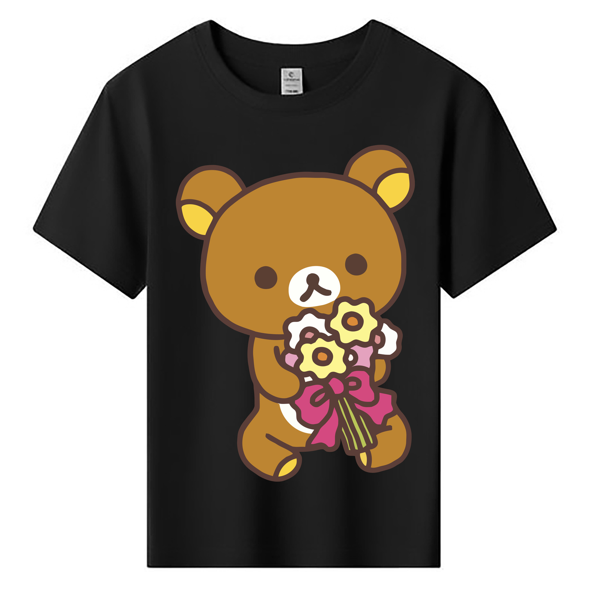 （画像用） リラックマ リラックマ キイロイトリ Rilakkuma Korilakkuma Kiiroitori 綿100％キッズTシャツ（フロントプリント）