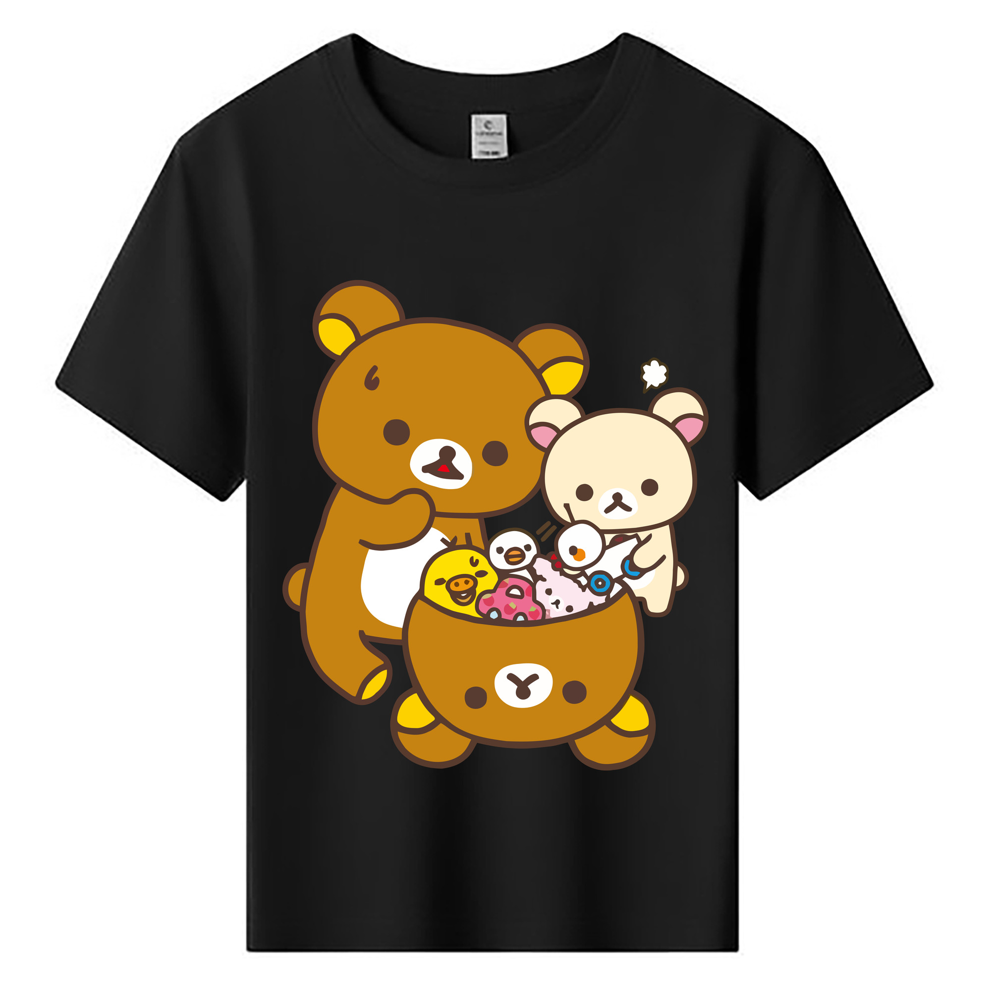 （画像用） リラックマ リラックマ キイロイトリ Rilakkuma Korilakkuma Kiiroitori 綿100％キッズTシャツ（フロントプリント）