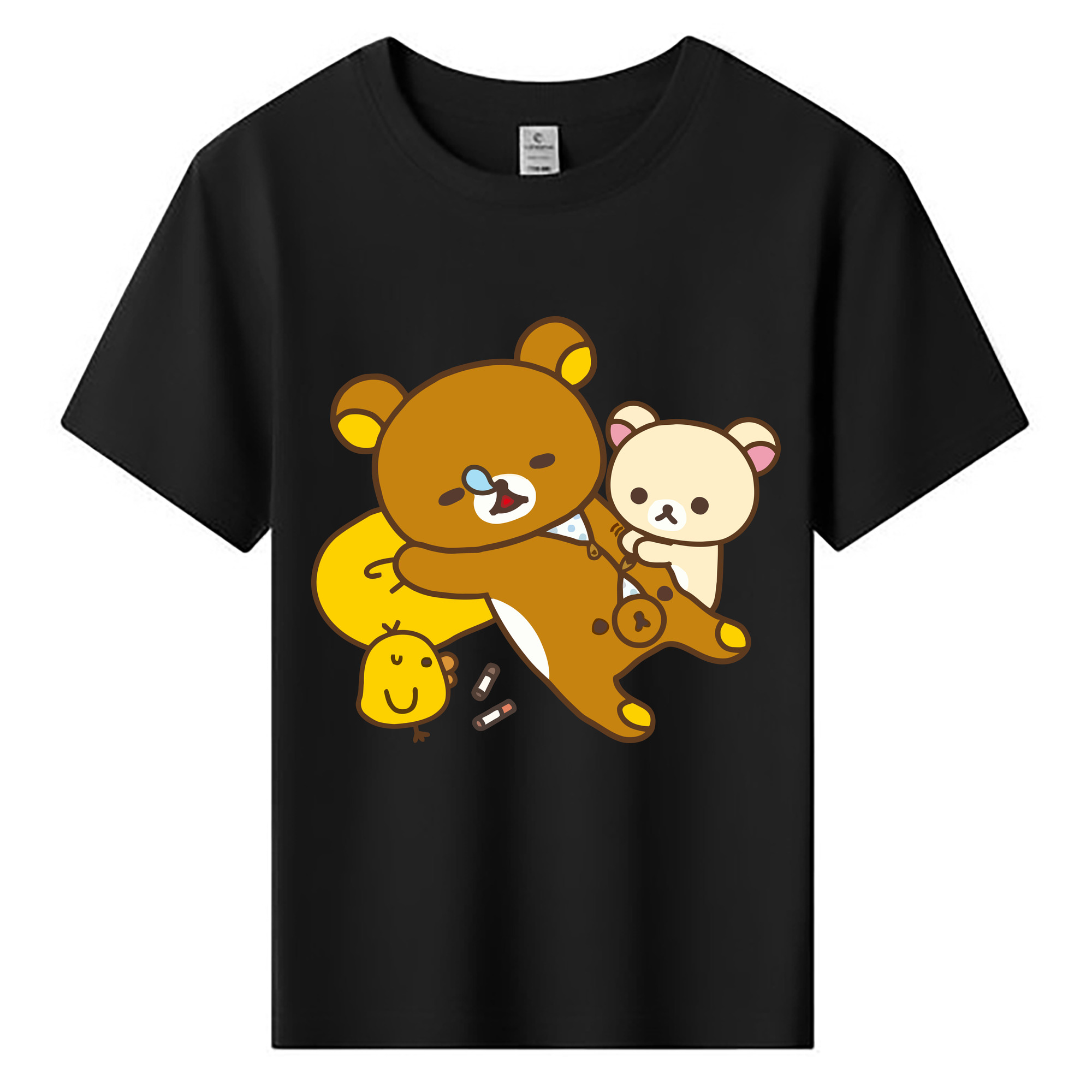 （画像用） リラックマ リラックマ キイロイトリ Rilakkuma Korilakkuma Kiiroitori 綿100％キッズTシャツ（フロントプリント）