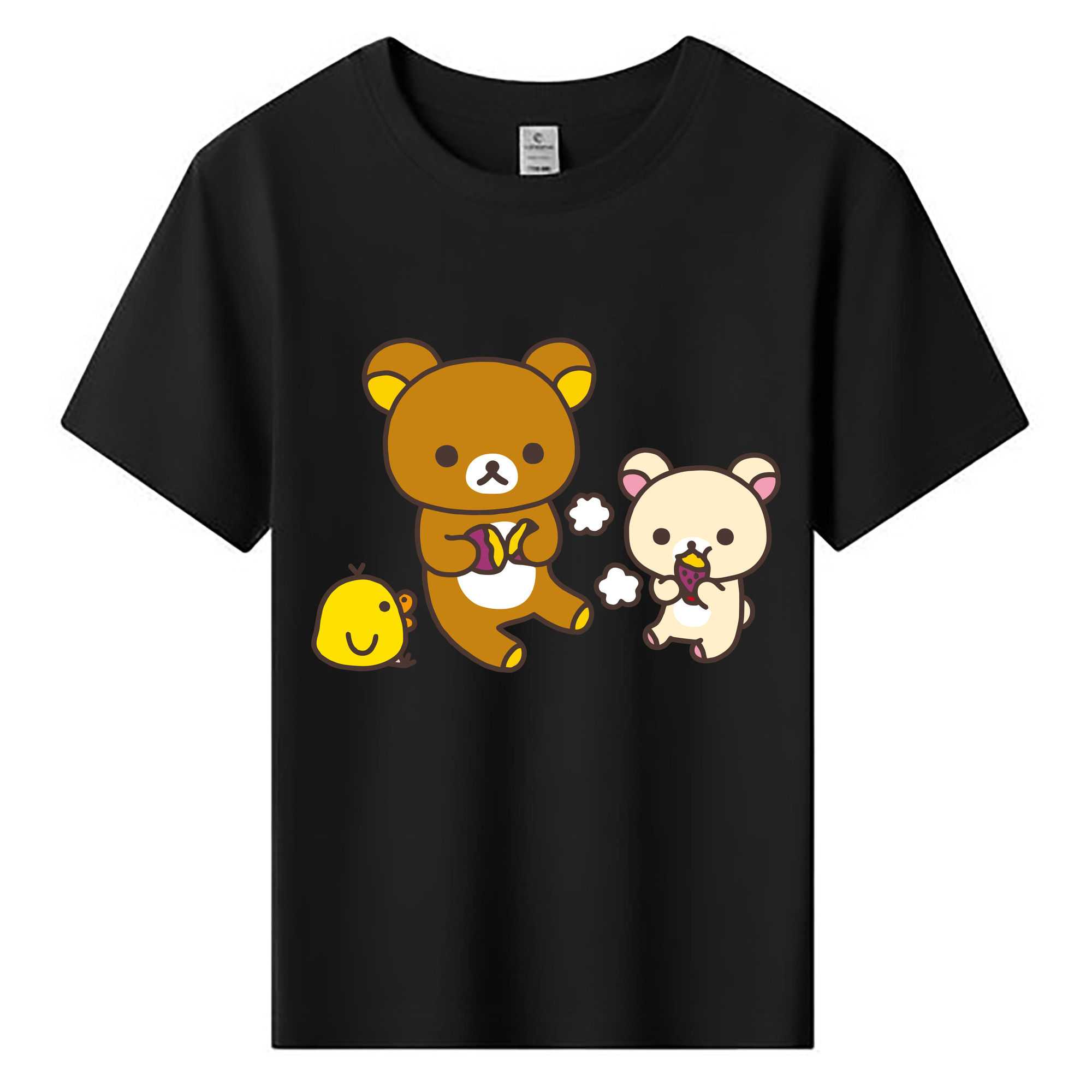 （画像用） リラックマ リラックマ キイロイトリ Rilakkuma Korilakkuma Kiiroitori 綿100％キッズTシャツ（フロントプリント）