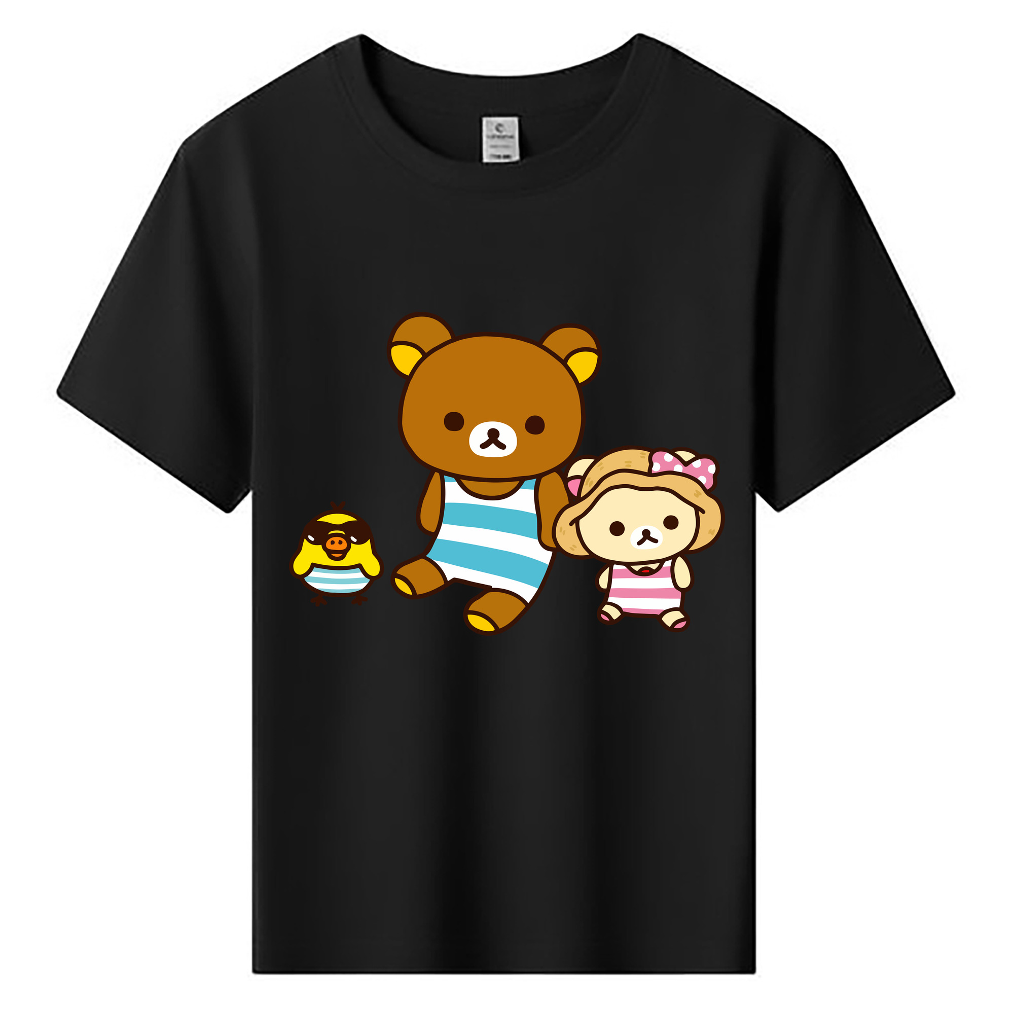 （画像用） リラックマ リラックマ キイロイトリ Rilakkuma Korilakkuma Kiiroitori 綿100％キッズTシャツ（フロントプリント）