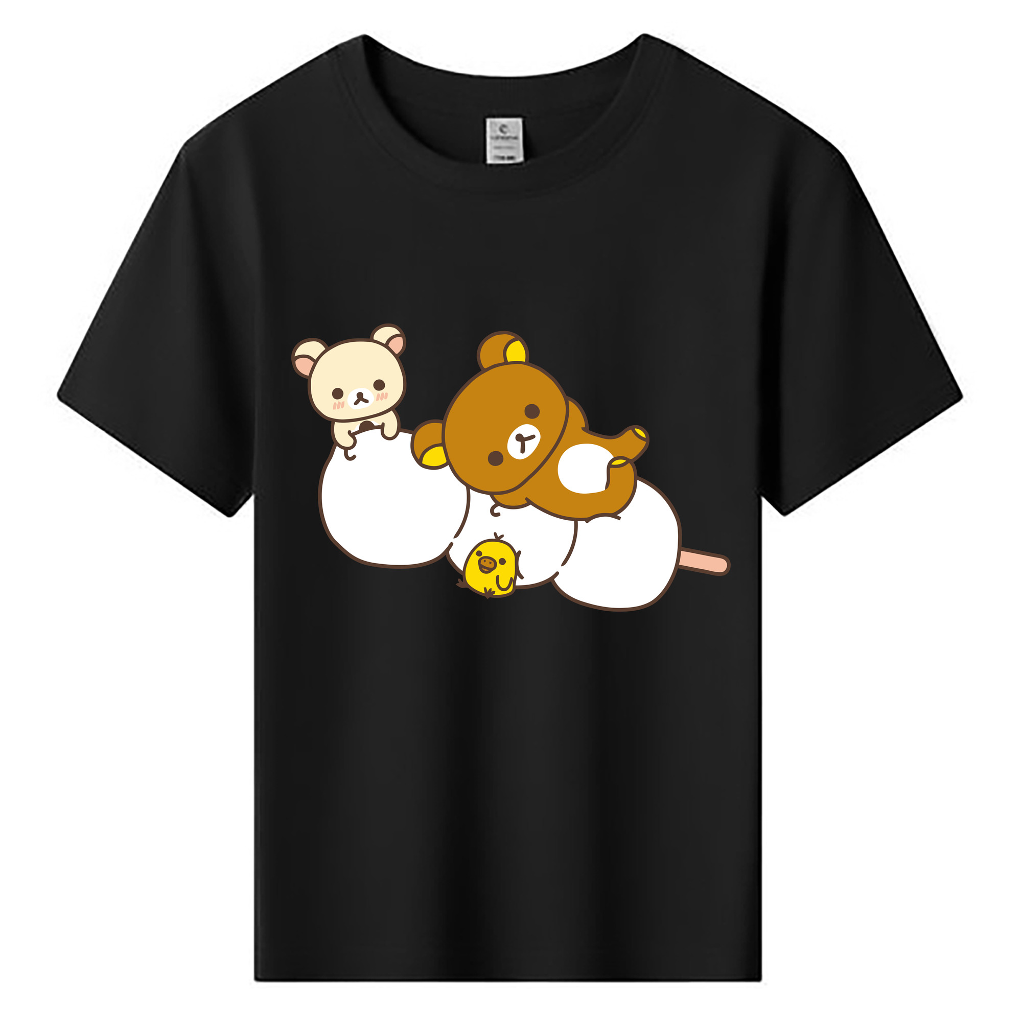 （画像用） リラックマ リラックマ キイロイトリ Rilakkuma Korilakkuma Kiiroitori 綿100％キッズTシャツ（フロントプリント）