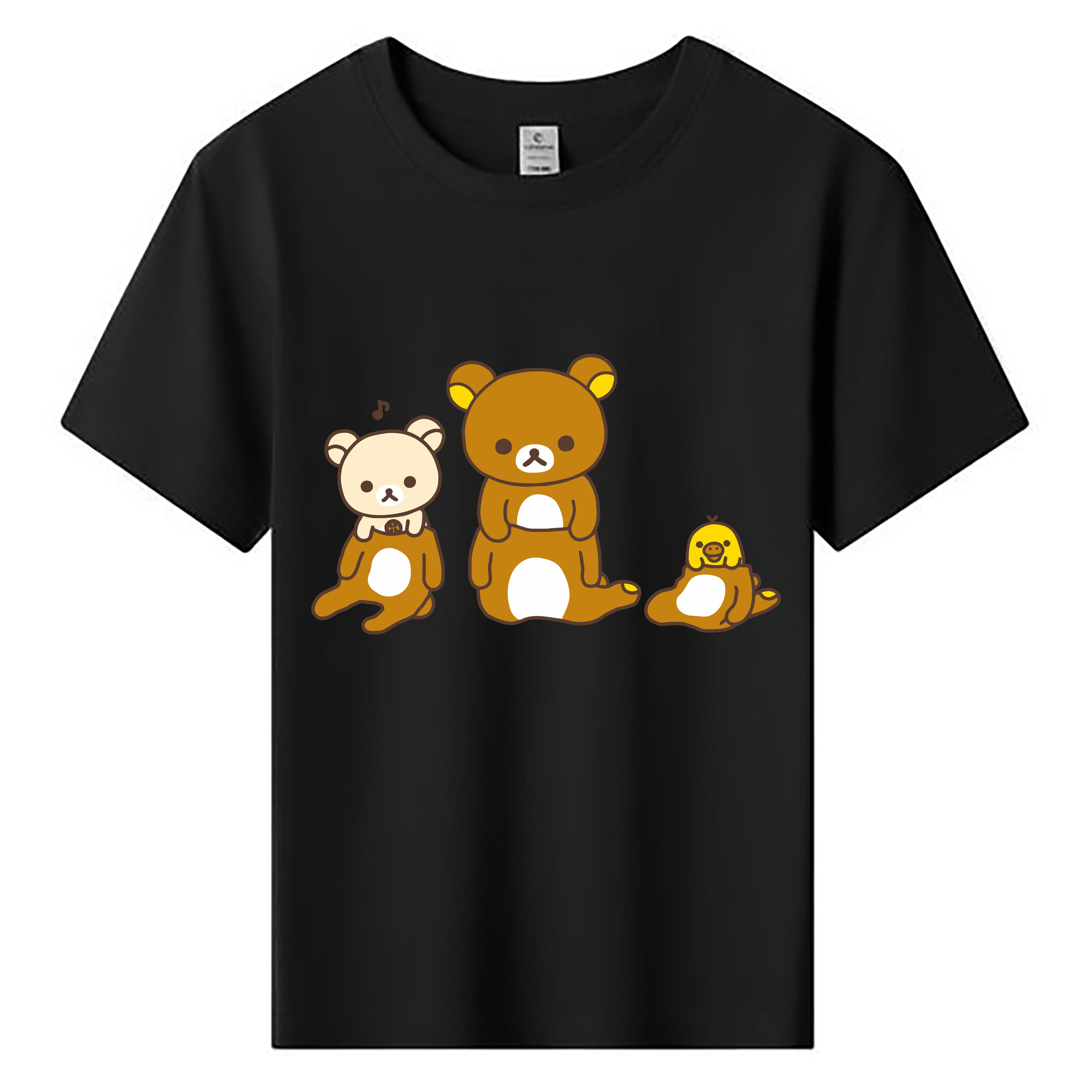 （画像用） リラックマ リラックマ キイロイトリ Rilakkuma Korilakkuma Kiiroitori 綿100％キッズTシャツ（フロントプリント）
