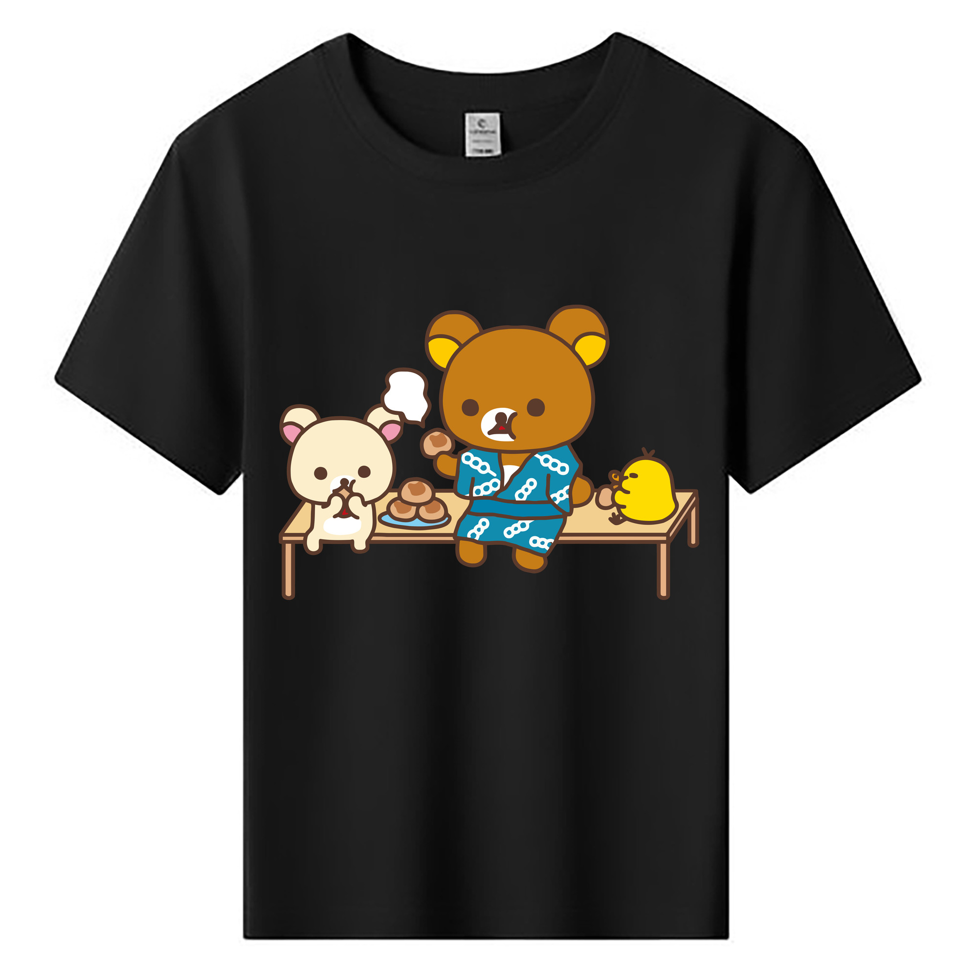（画像用） リラックマ リラックマ キイロイトリ Rilakkuma Korilakkuma Kiiroitori 綿100％キッズTシャツ（フロントプリント）