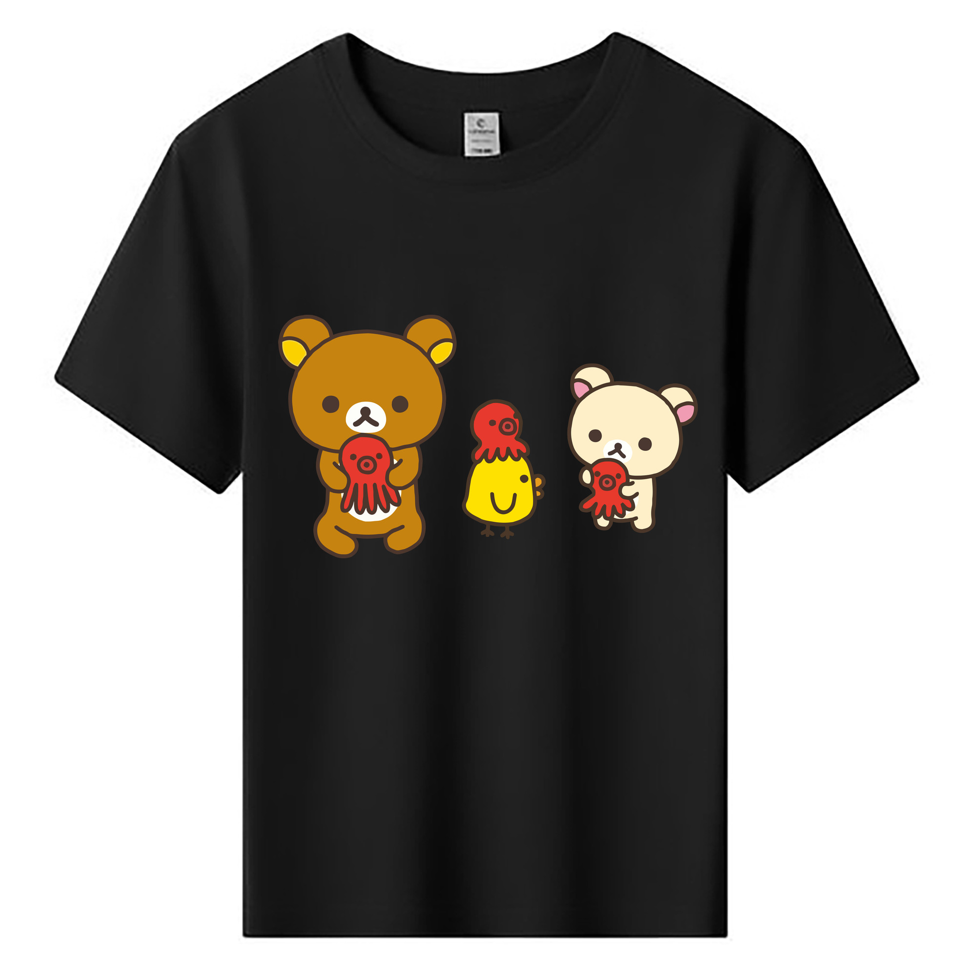 （画像用） リラックマ リラックマ キイロイトリ Rilakkuma Korilakkuma Kiiroitori 綿100％キッズTシャツ（フロントプリント）