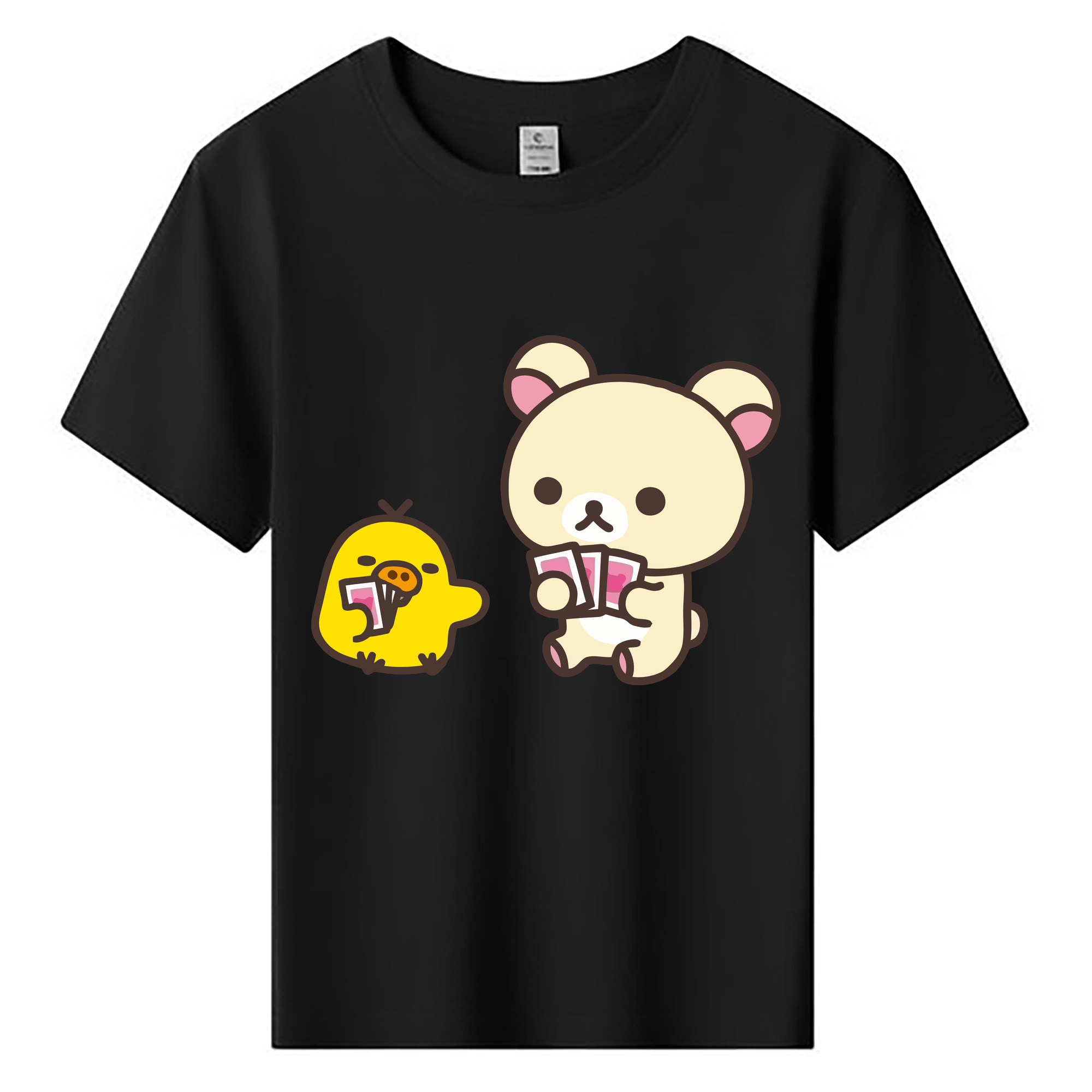 （画像用） リラックマ リラックマ キイロイトリ Rilakkuma Korilakkuma Kiiroitori 綿100％キッズTシャツ（フロントプリント）