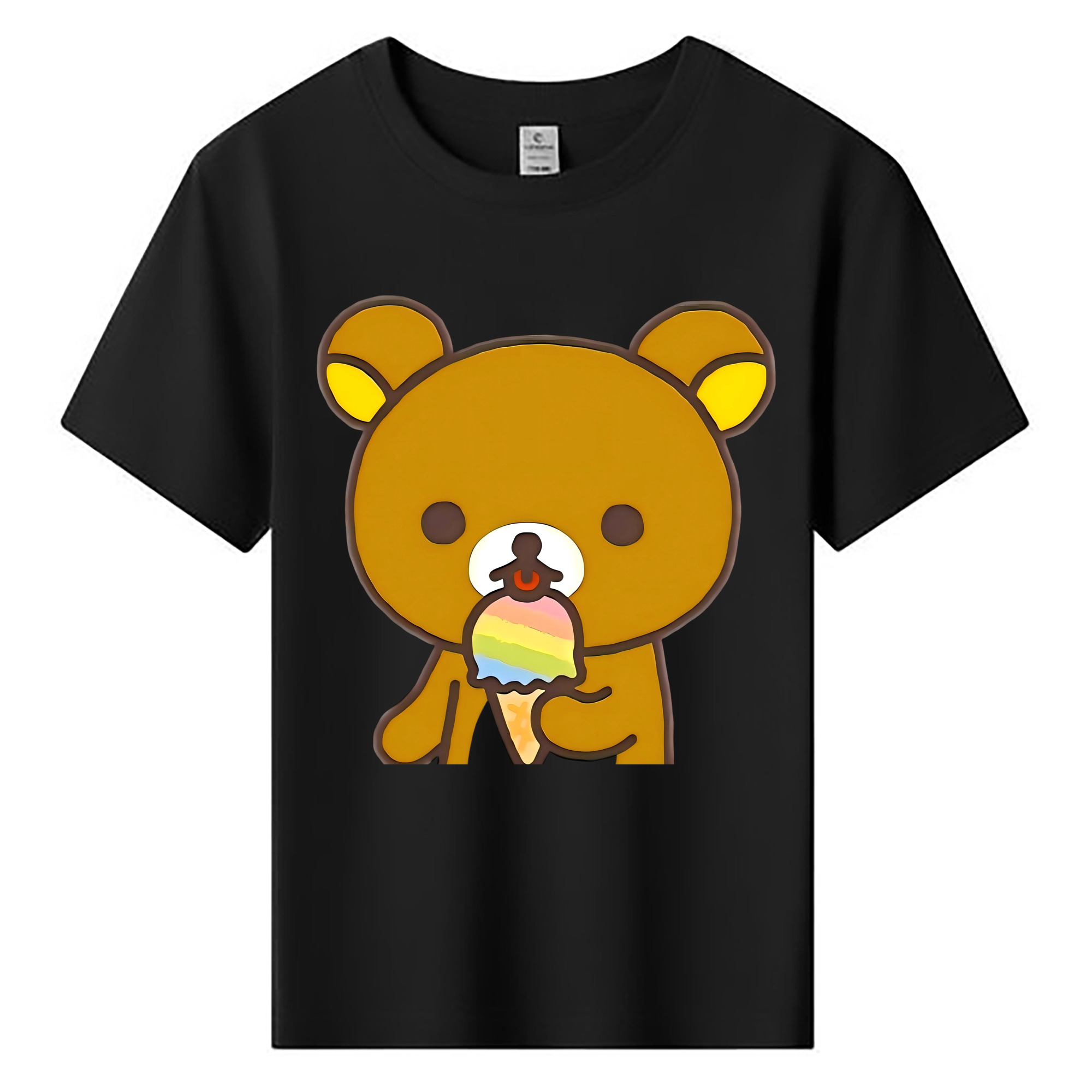 （画像用） リラックマ リラックマ キイロイトリ Rilakkuma Korilakkuma Kiiroitori 綿100％キッズTシャツ（フロントプリント）