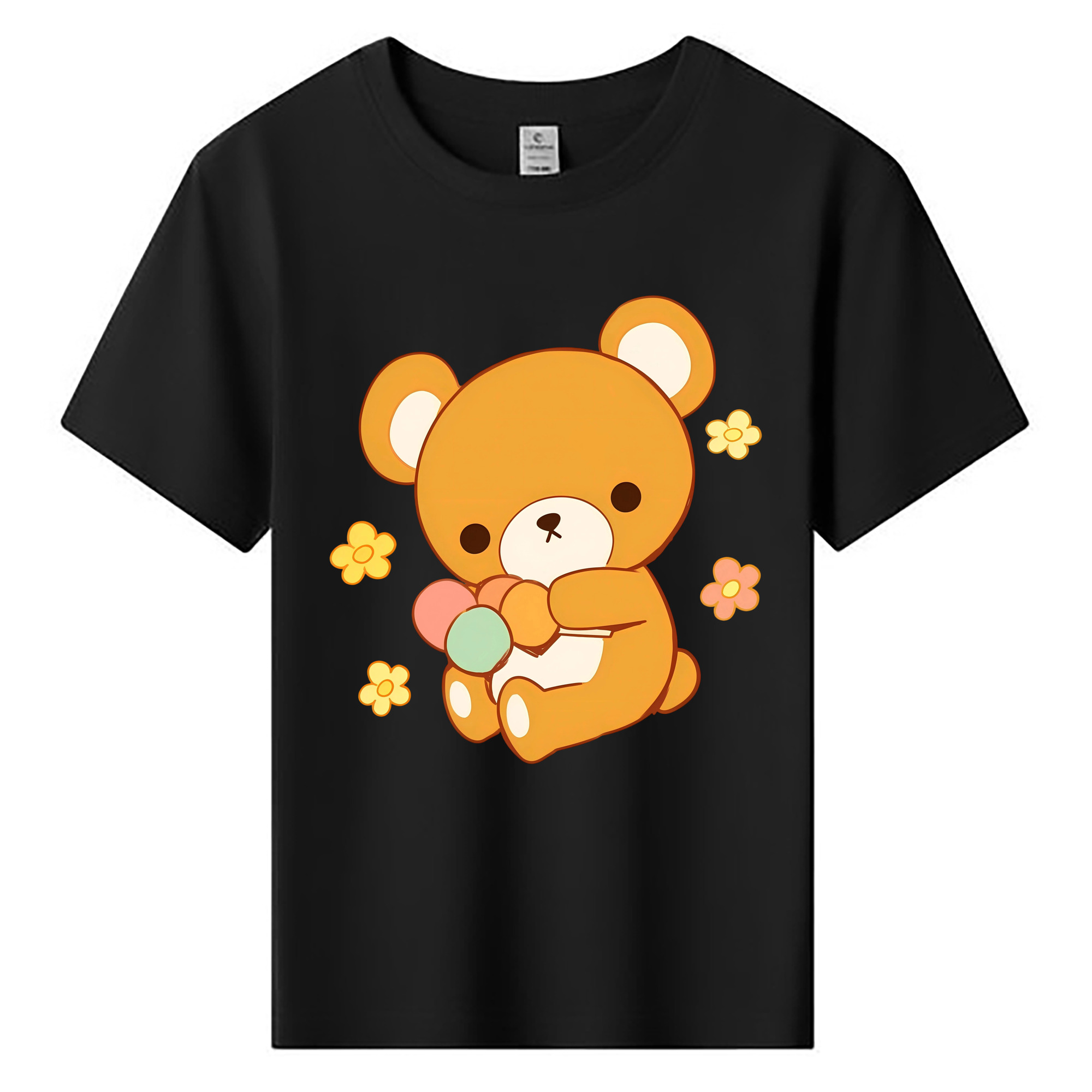 （画像用） リラックマ リラックマ キイロイトリ Rilakkuma Korilakkuma Kiiroitori 綿100％キッズTシャツ（フロントプリント）
