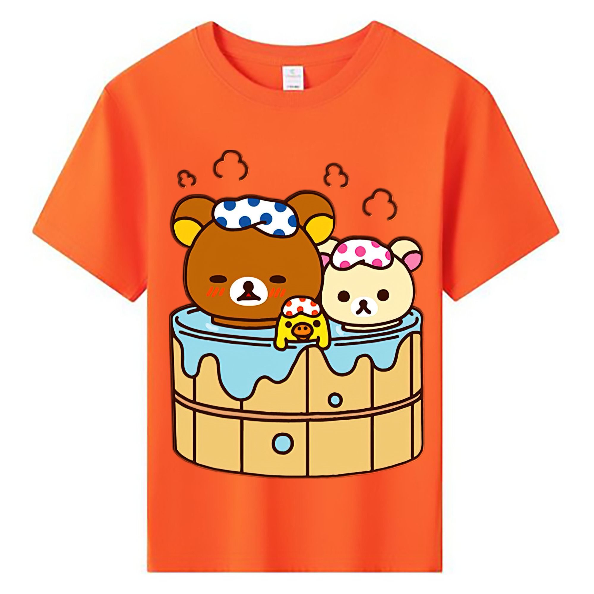 （画像用） リラックマ リラックマ キイロイトリ Rilakkuma Korilakkuma Kiiroitori 綿100％キッズTシャツ（フロントプリント）