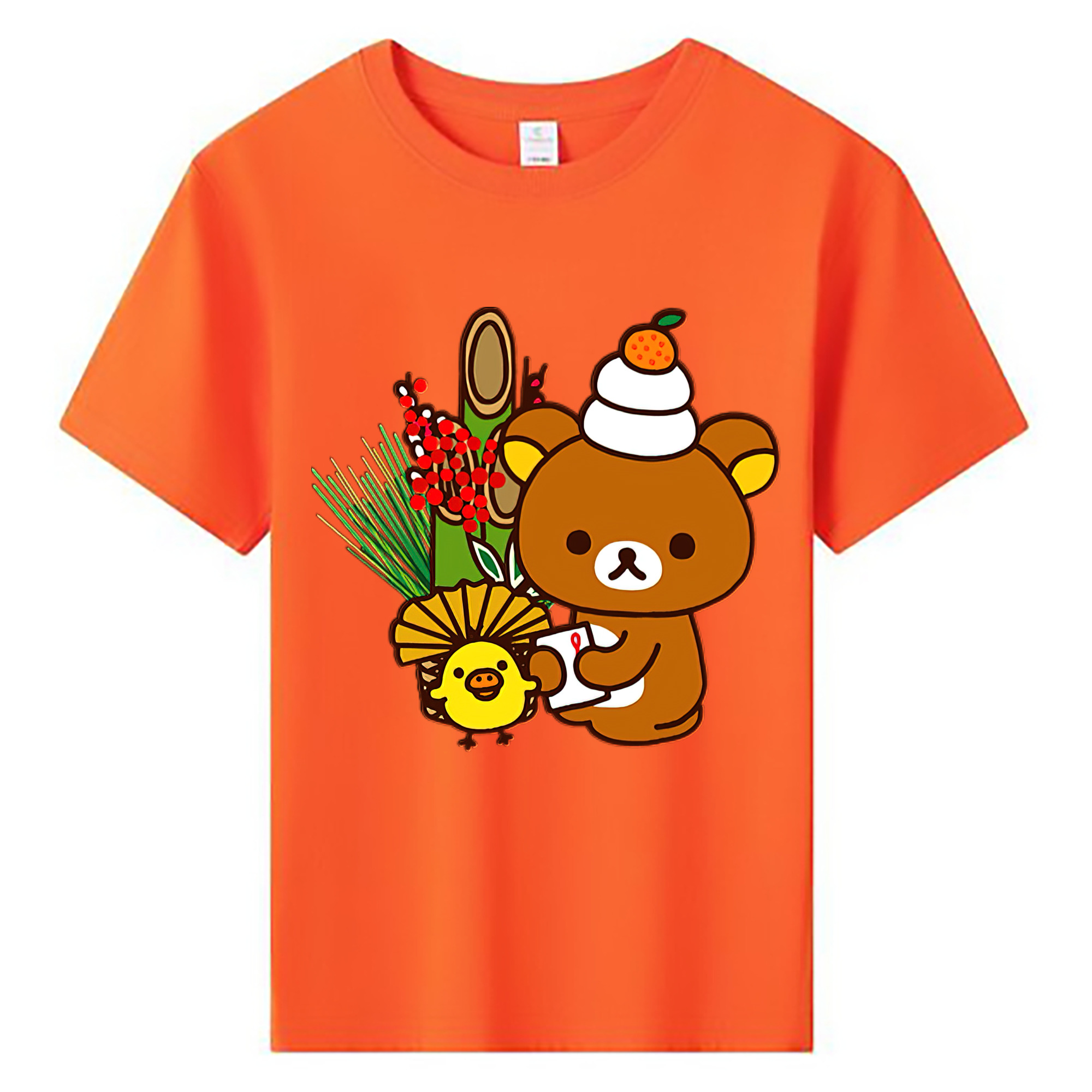 （画像用） リラックマ リラックマ キイロイトリ Rilakkuma Korilakkuma Kiiroitori 綿100％キッズTシャツ（フロントプリント）
