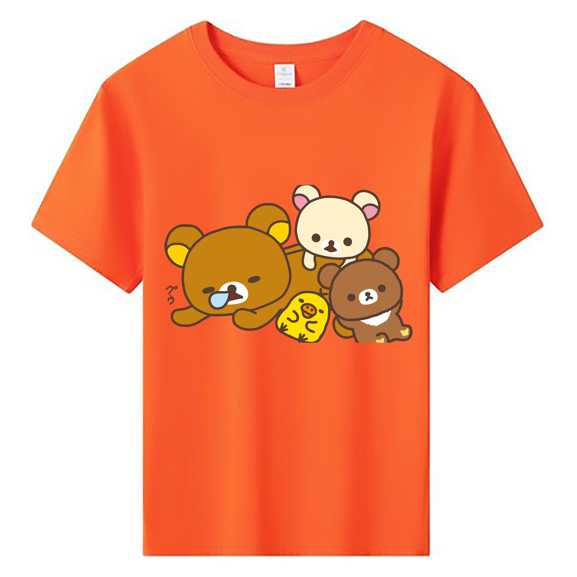 （画像用） リラックマ リラックマ キイロイトリ Rilakkuma Korilakkuma Kiiroitori 綿100％キッズTシャツ（フロントプリント）
