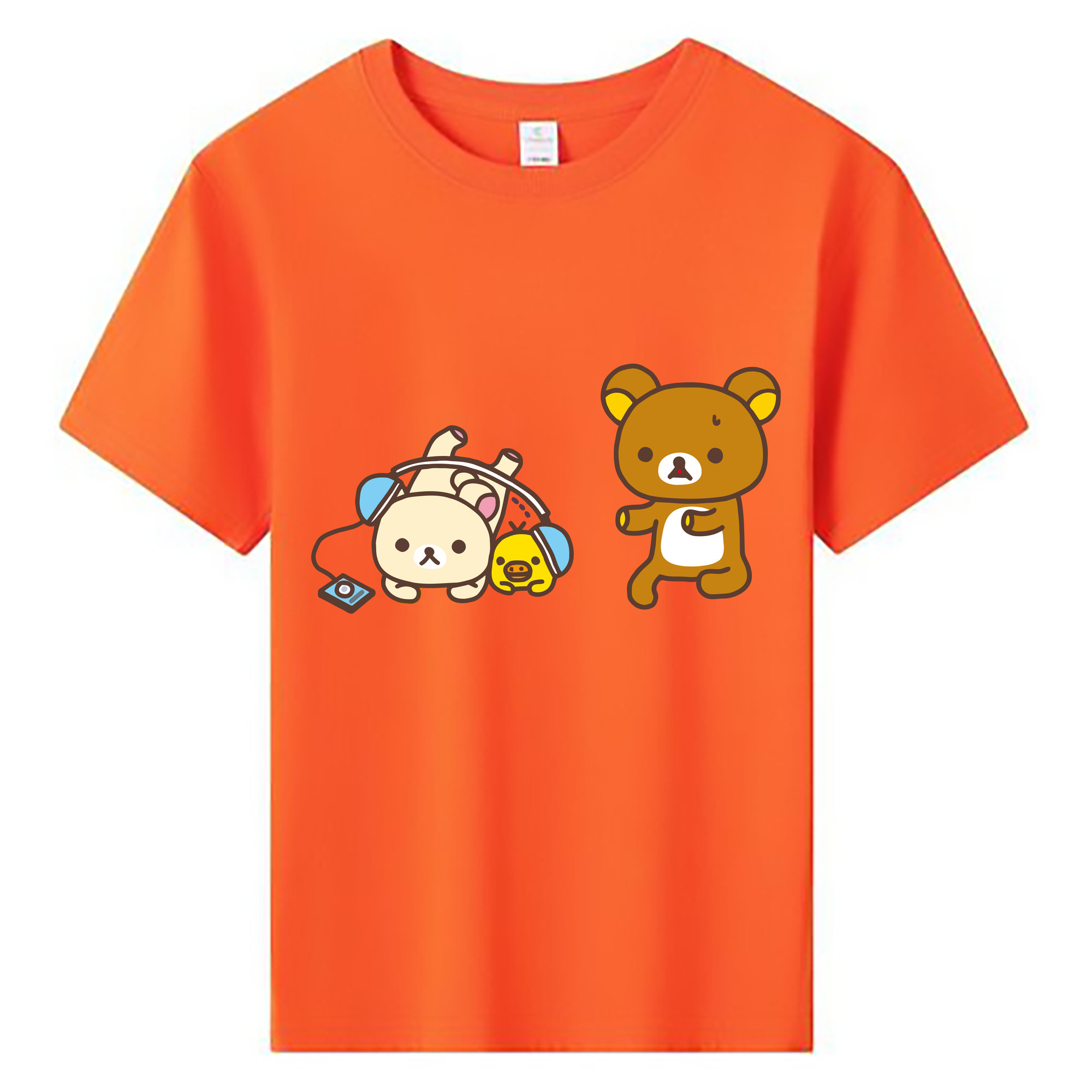 （画像用） リラックマ リラックマ キイロイトリ Rilakkuma Korilakkuma Kiiroitori 綿100％キッズTシャツ（フロントプリント）