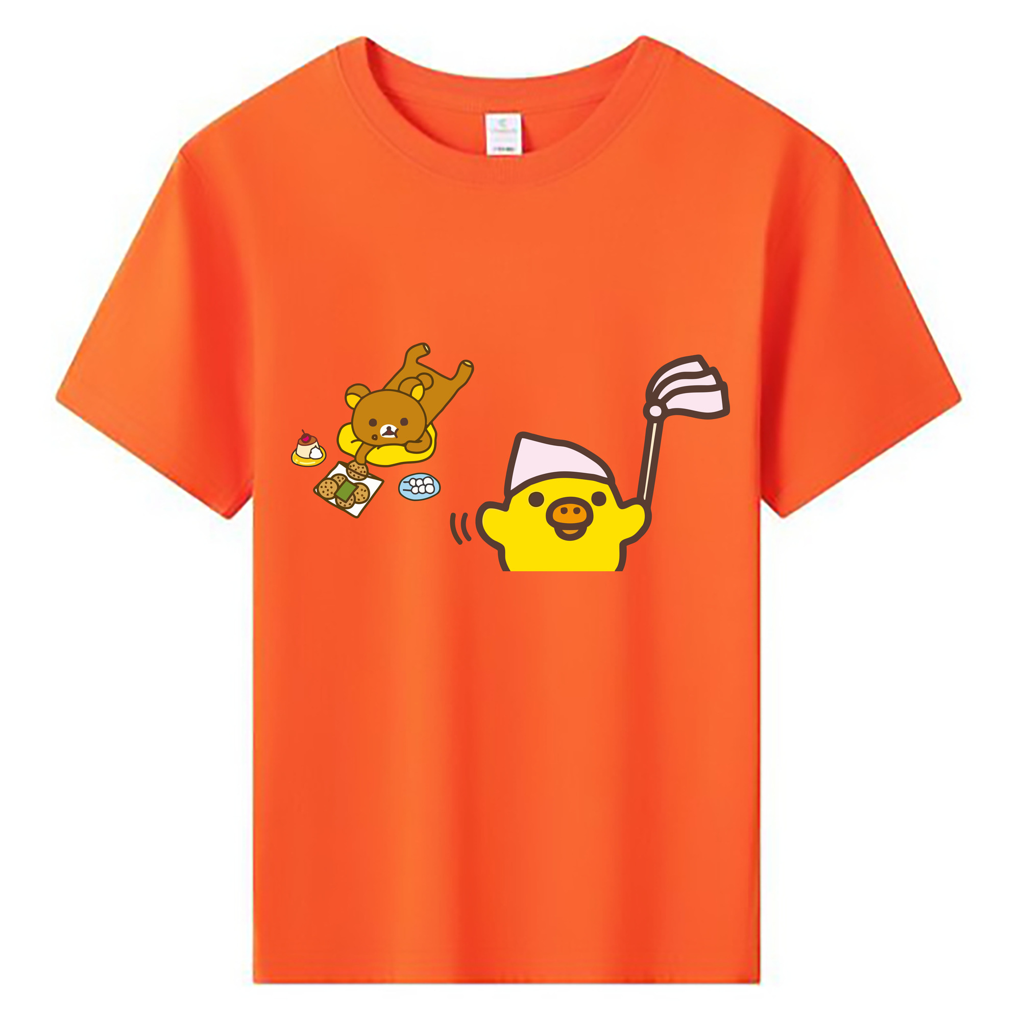 （画像用） リラックマ リラックマ キイロイトリ Rilakkuma Korilakkuma Kiiroitori 綿100％キッズTシャツ（フロントプリント）