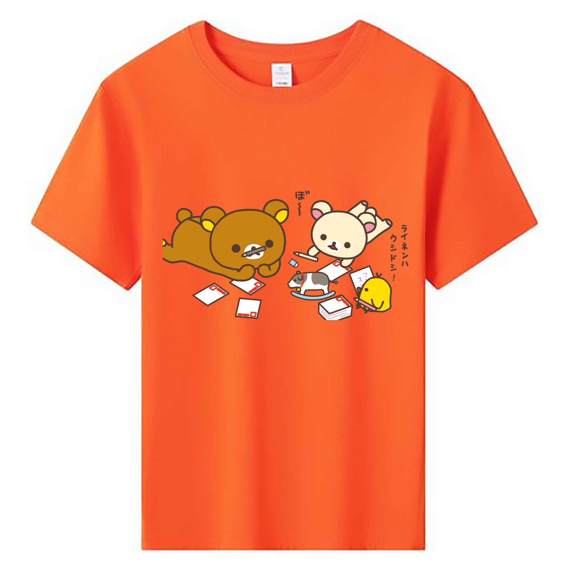 （画像用） リラックマ リラックマ キイロイトリ Rilakkuma Korilakkuma Kiiroitori 綿100％キッズTシャツ（フロントプリント）
