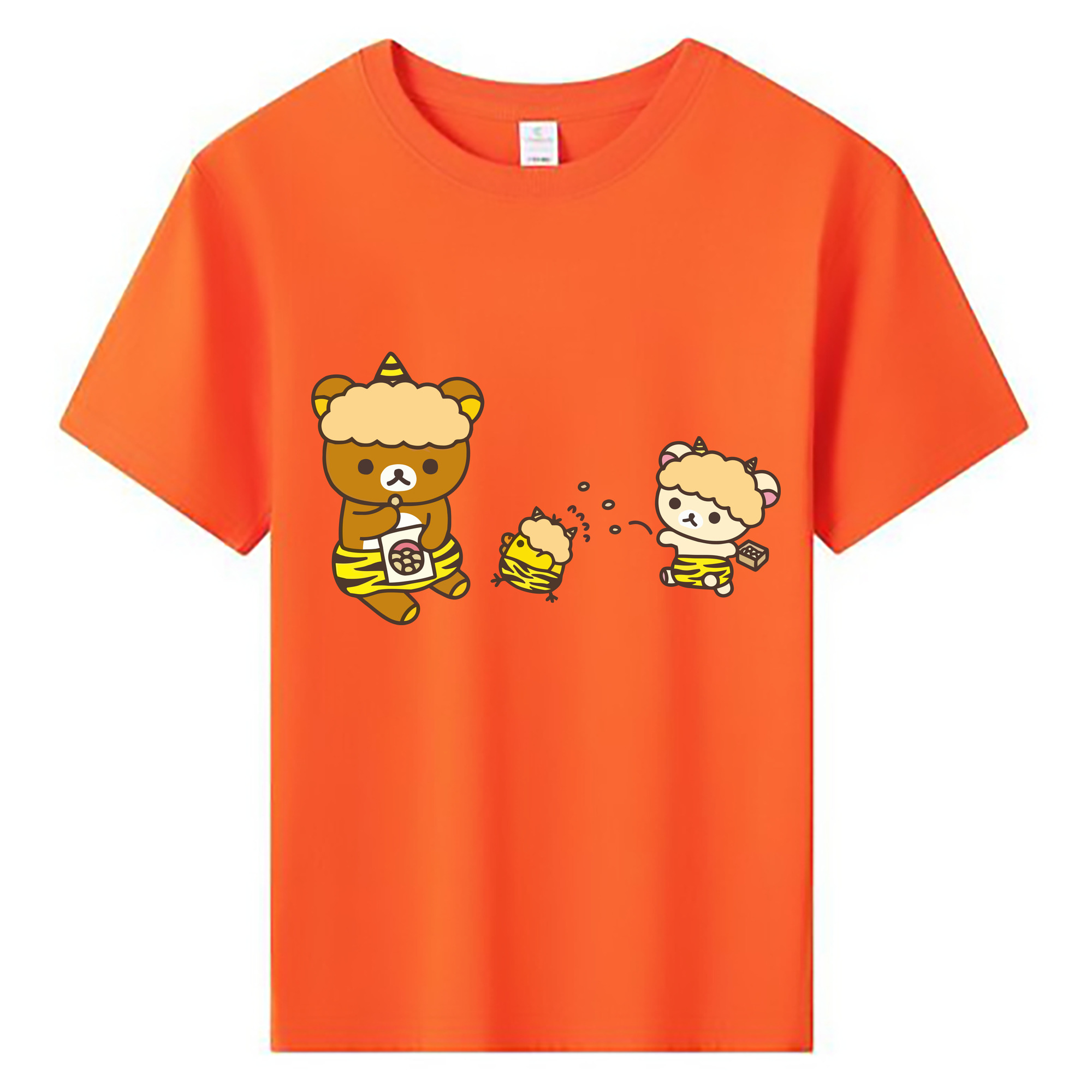 （画像用） リラックマ リラックマ キイロイトリ Rilakkuma Korilakkuma Kiiroitori 綿100％キッズTシャツ（フロントプリント）