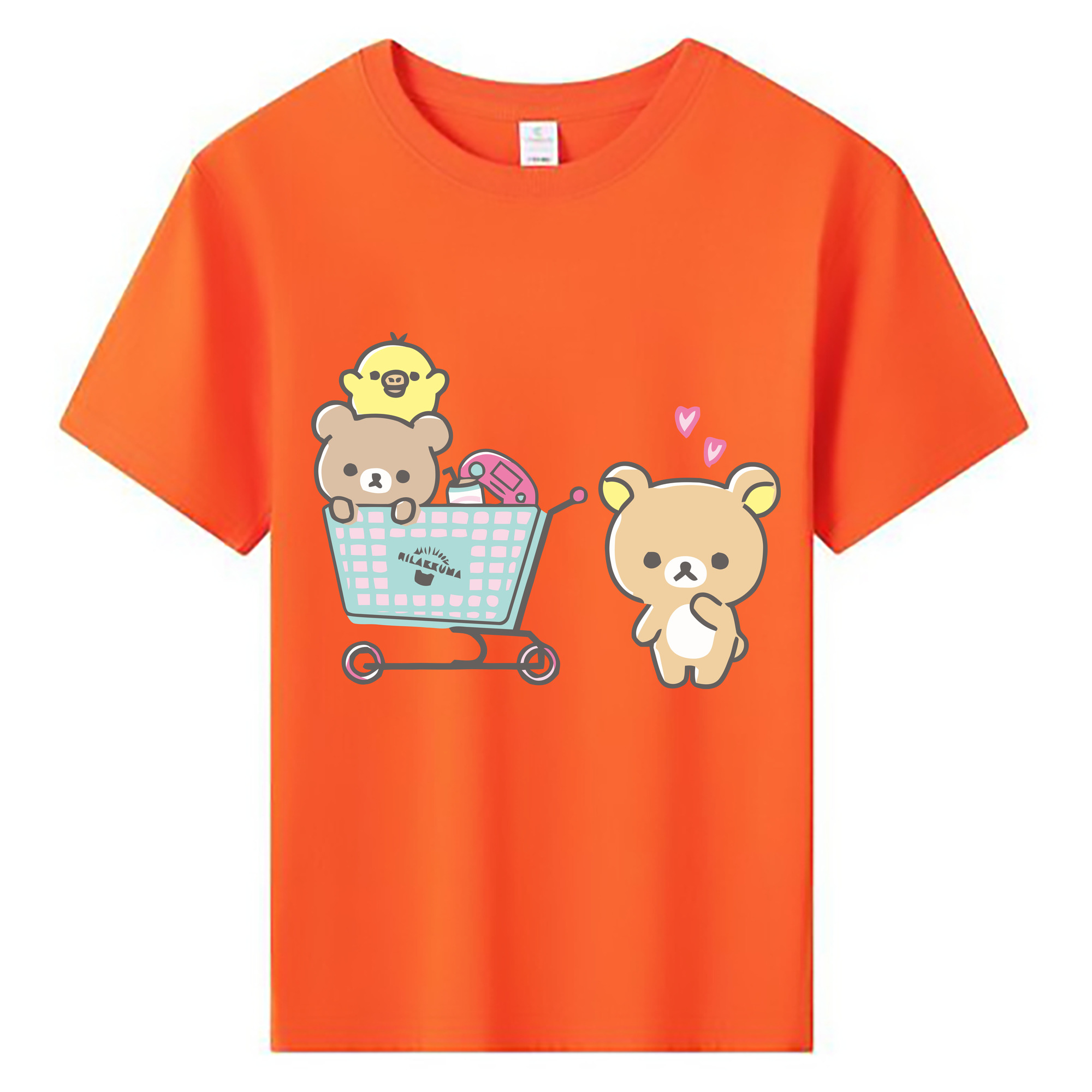 （画像用） リラックマ リラックマ キイロイトリ Rilakkuma Korilakkuma Kiiroitori 綿100％キッズTシャツ（フロントプリント）