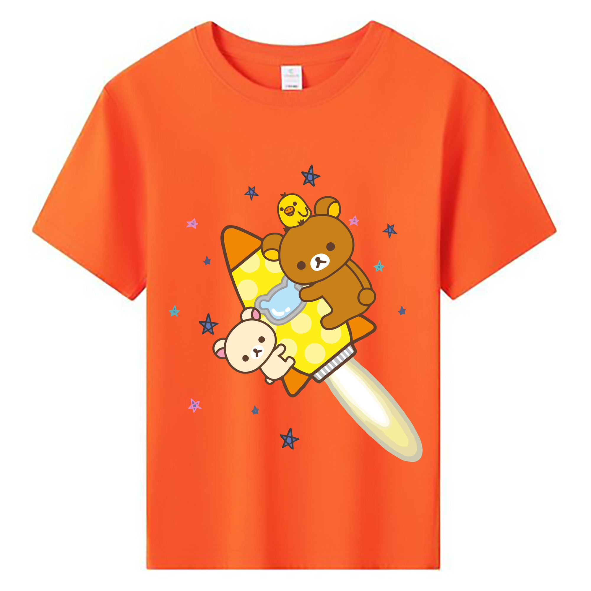 （画像用） リラックマ リラックマ キイロイトリ Rilakkuma Korilakkuma Kiiroitori 綿100％キッズTシャツ（フロントプリント）