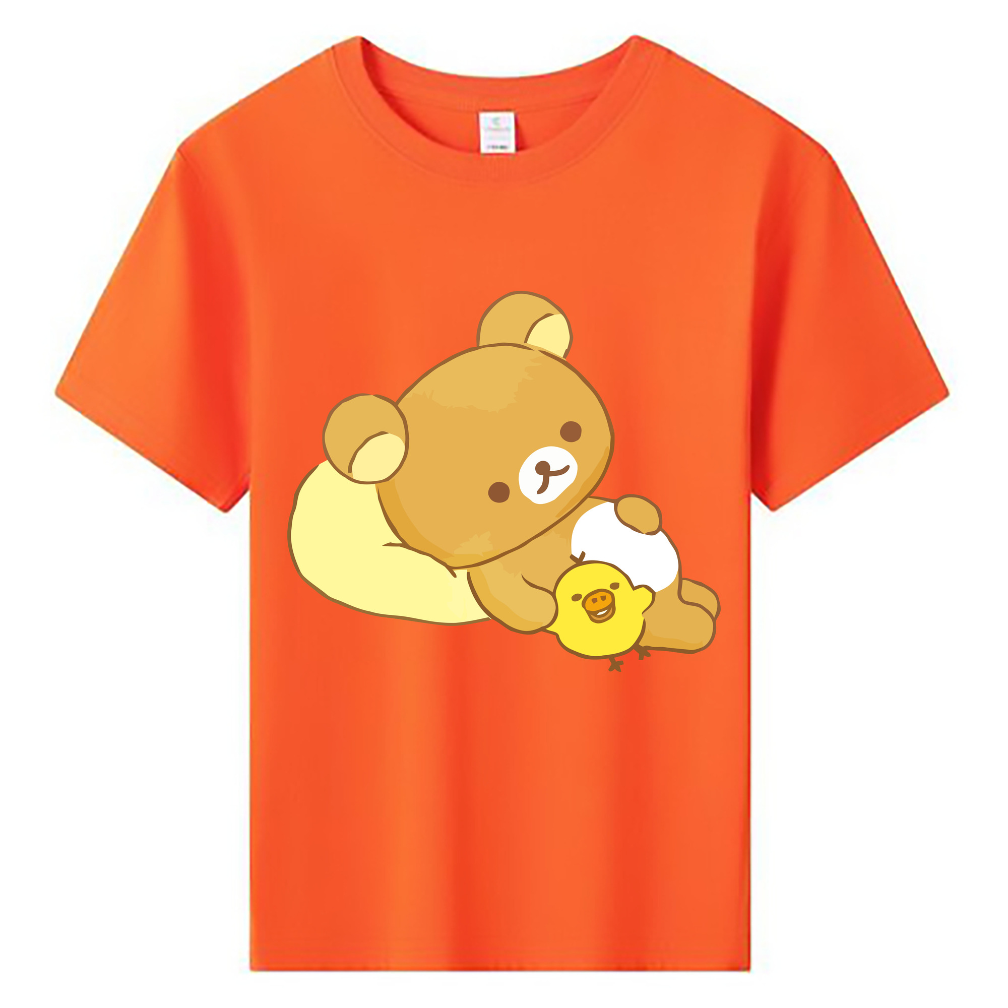 （画像用） リラックマ リラックマ キイロイトリ Rilakkuma Korilakkuma Kiiroitori 綿100％キッズTシャツ（フロントプリント）