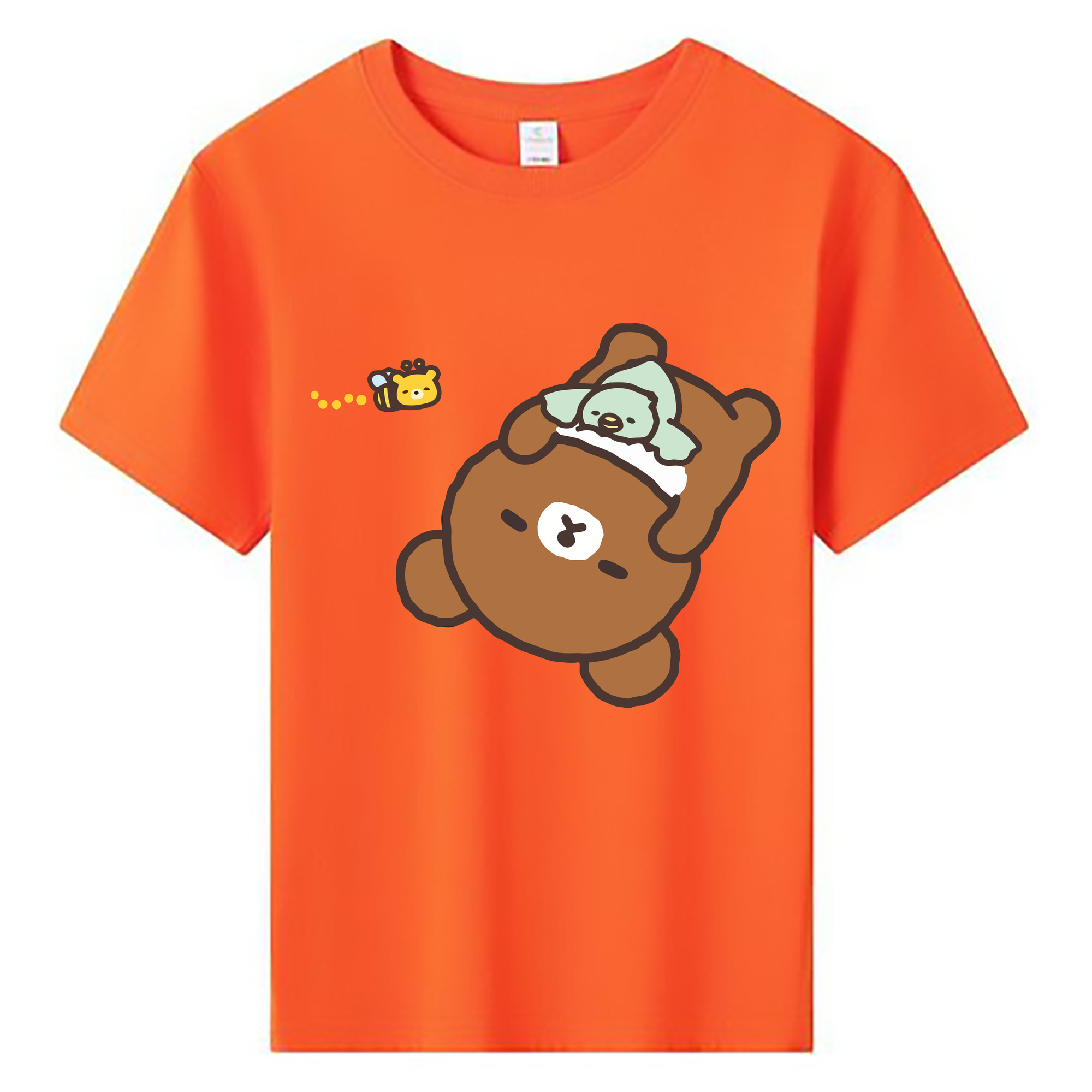 （画像用） リラックマ リラックマ キイロイトリ Rilakkuma Korilakkuma Kiiroitori 綿100％キッズTシャツ（フロントプリント）