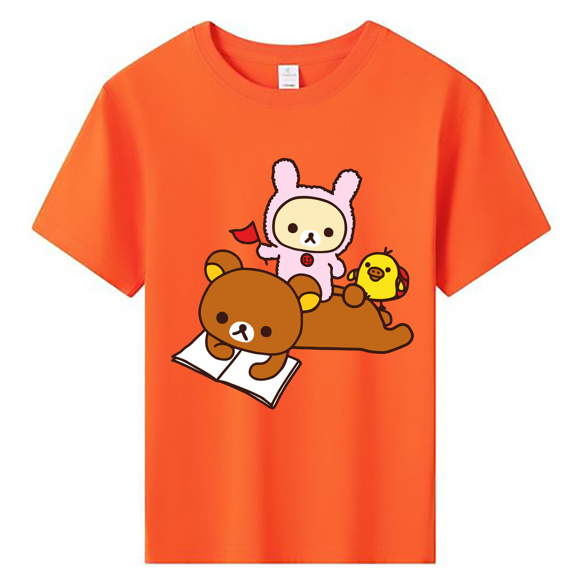 （画像用） リラックマ リラックマ キイロイトリ Rilakkuma Korilakkuma Kiiroitori 綿100％キッズTシャツ（フロントプリント）