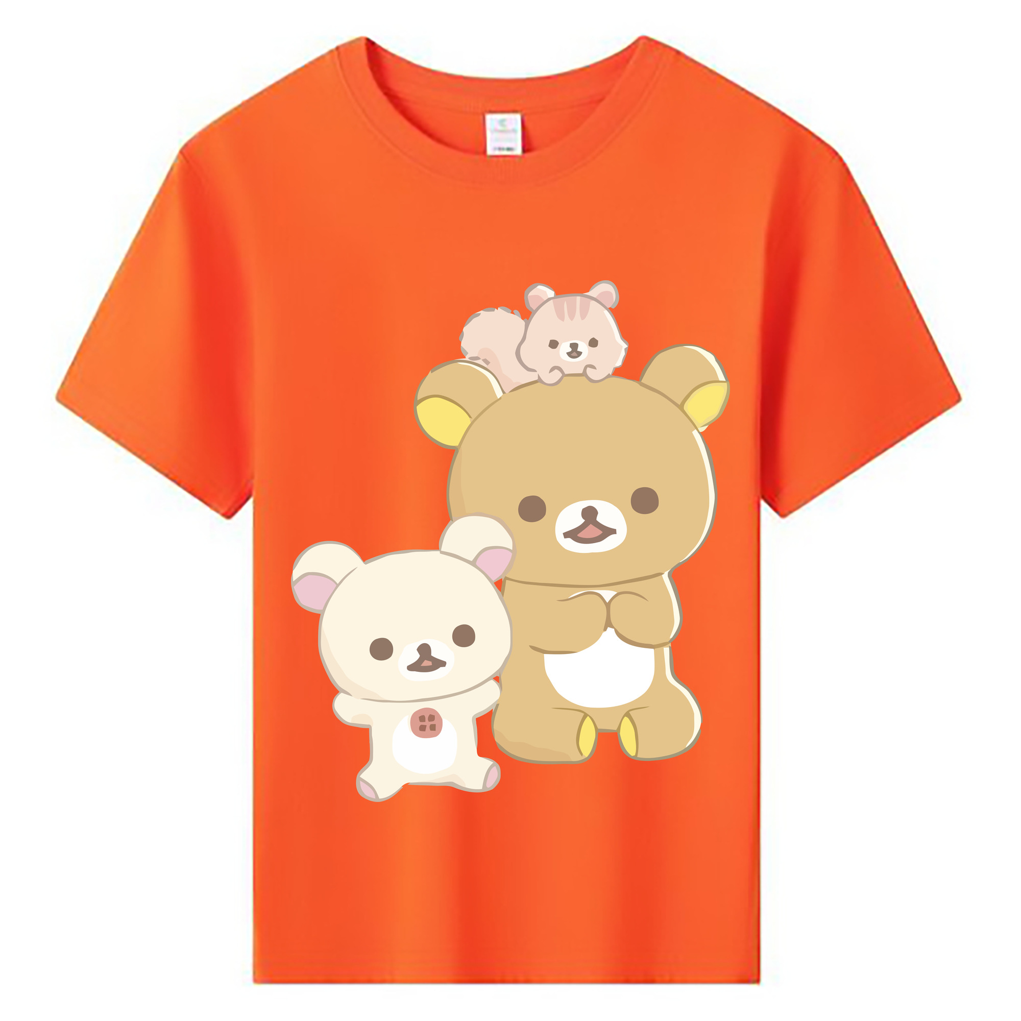 （画像用） リラックマ リラックマ キイロイトリ Rilakkuma Korilakkuma Kiiroitori 綿100％キッズTシャツ（フロントプリント）
