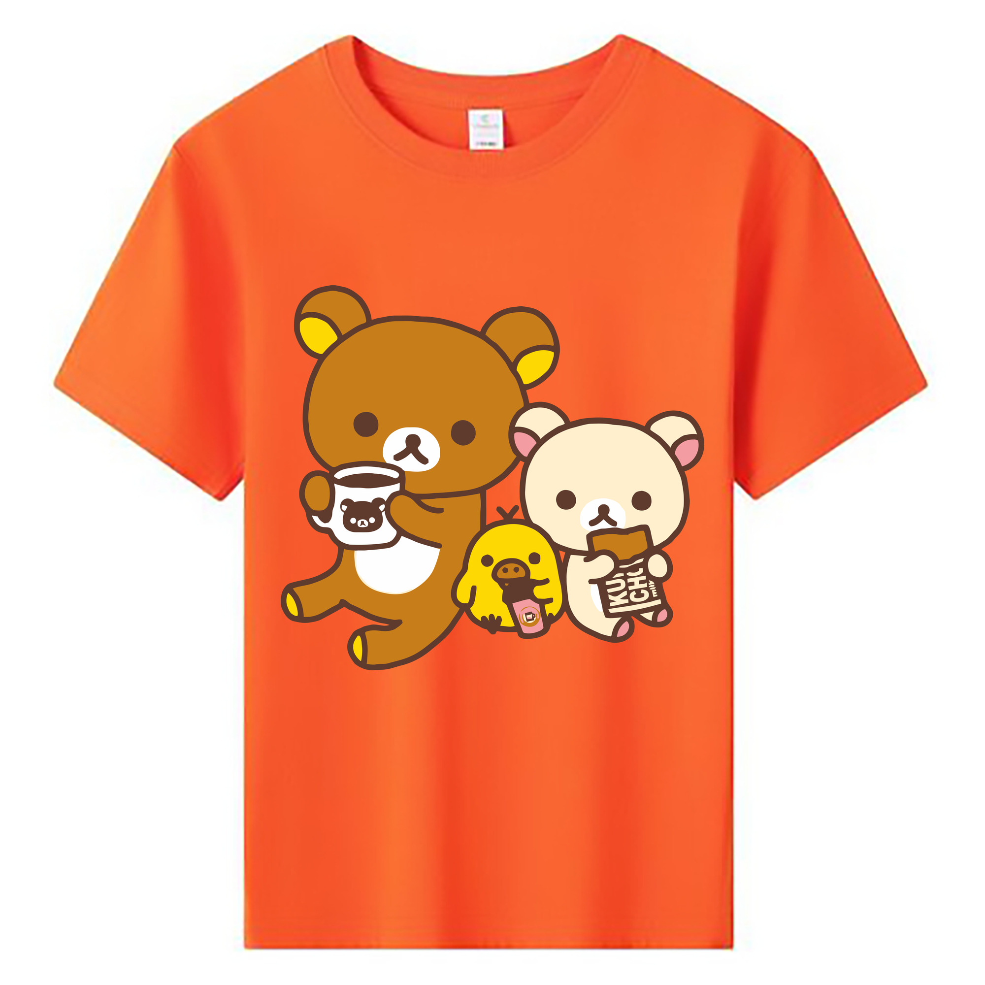 （画像用） リラックマ リラックマ キイロイトリ Rilakkuma Korilakkuma Kiiroitori 綿100％キッズTシャツ（フロントプリント）