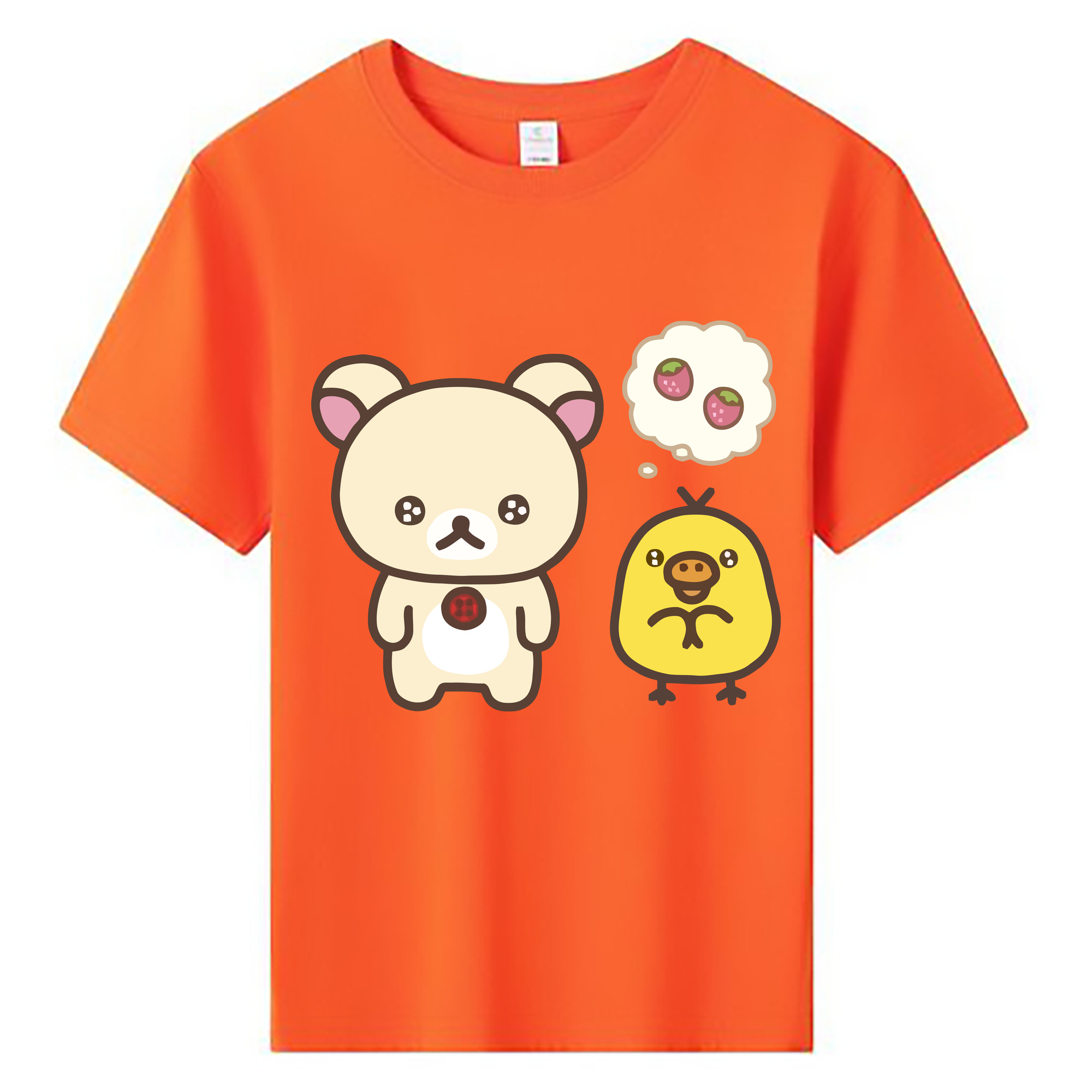 （画像用） リラックマ リラックマ キイロイトリ Rilakkuma Korilakkuma Kiiroitori 綿100％キッズTシャツ（フロントプリント）