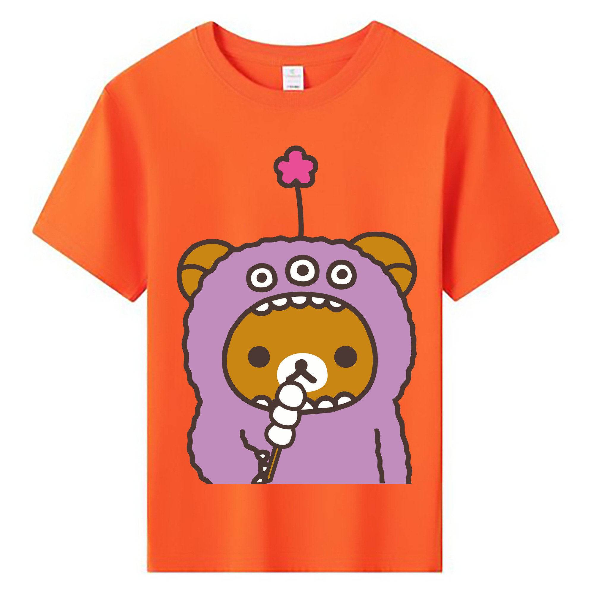 （画像用） リラックマ リラックマ キイロイトリ Rilakkuma Korilakkuma Kiiroitori 綿100％キッズTシャツ（フロントプリント）
