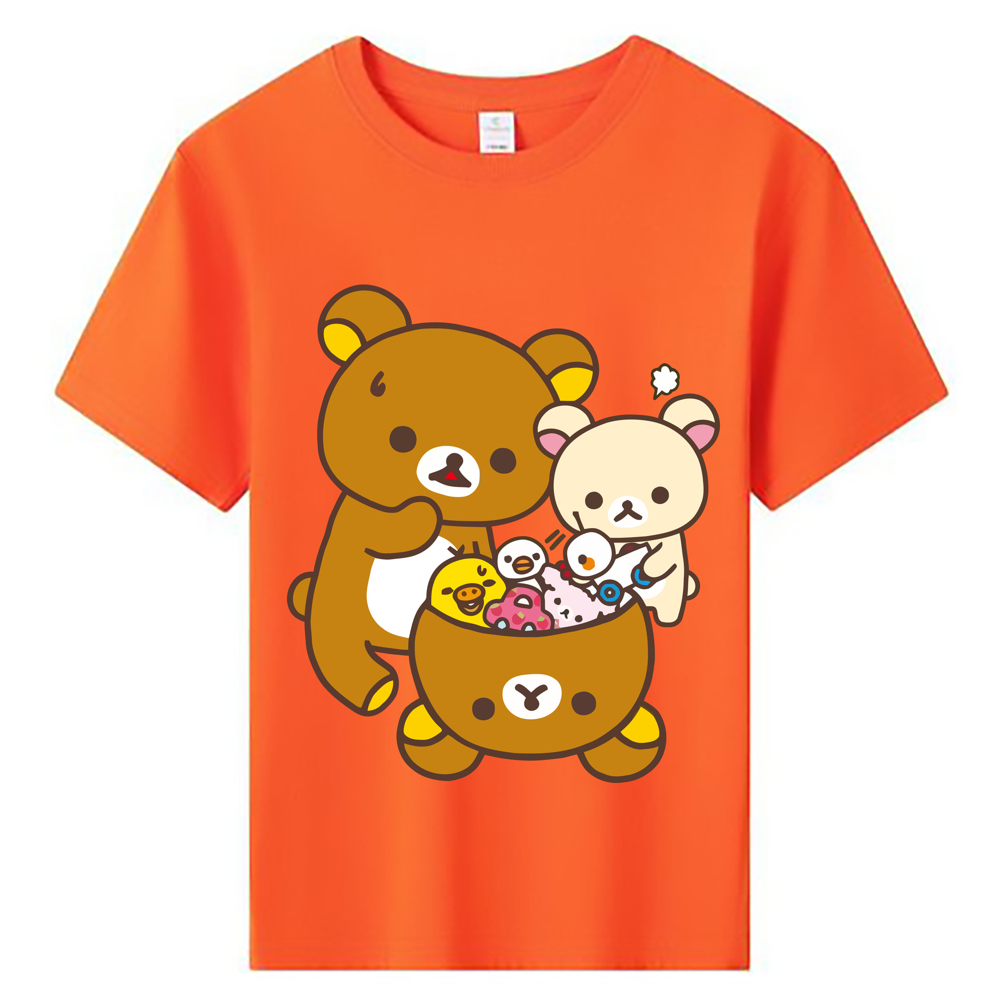（画像用） リラックマ リラックマ キイロイトリ Rilakkuma Korilakkuma Kiiroitori 綿100％キッズTシャツ（フロントプリント）