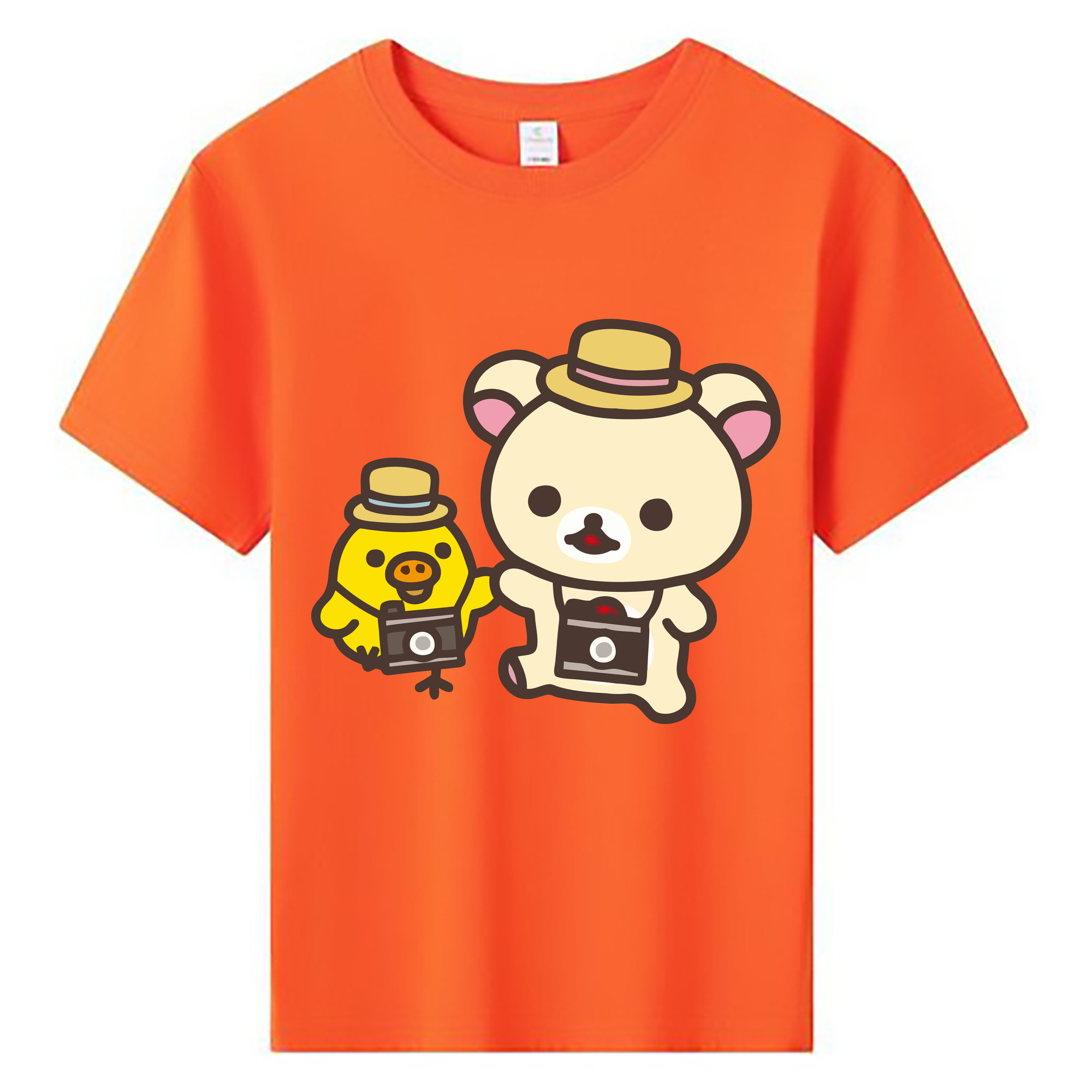 （画像用） リラックマ リラックマ キイロイトリ Rilakkuma Korilakkuma Kiiroitori 綿100％キッズTシャツ（フロントプリント）