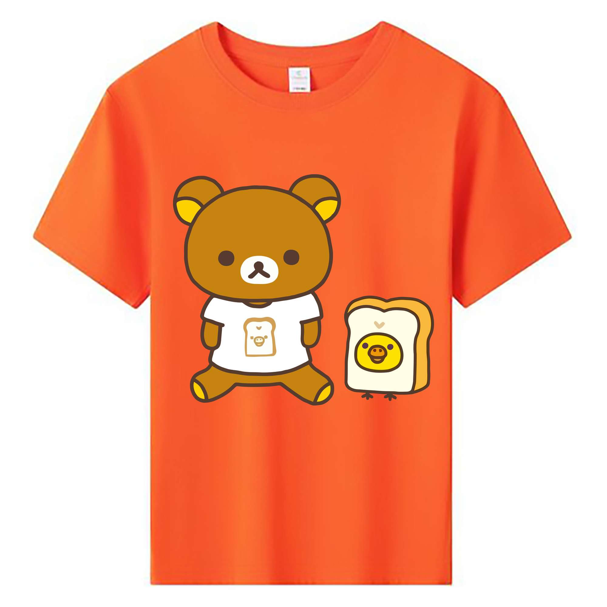 （画像用） リラックマ リラックマ キイロイトリ Rilakkuma Korilakkuma Kiiroitori 綿100％キッズTシャツ（フロントプリント）