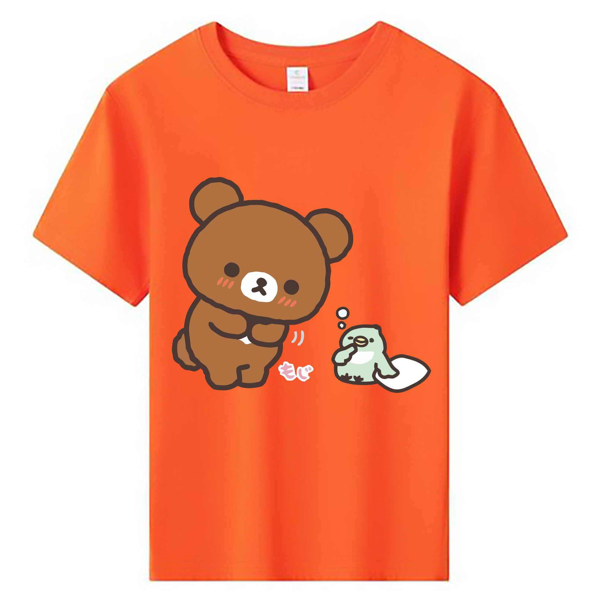（画像用） リラックマ リラックマ キイロイトリ Rilakkuma Korilakkuma Kiiroitori 綿100％キッズTシャツ（フロントプリント）