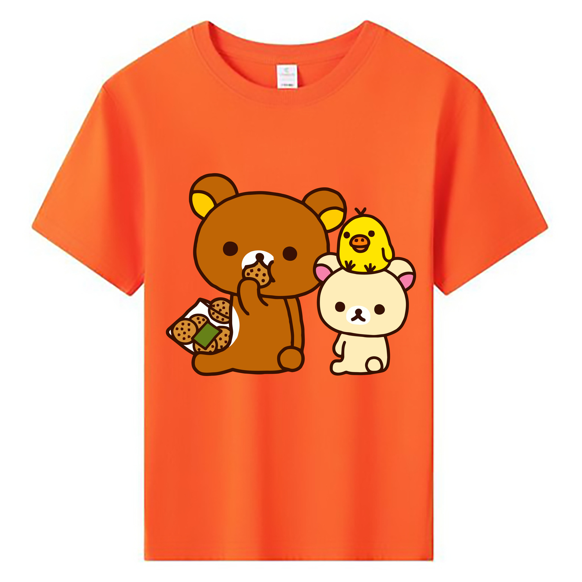 （画像用） リラックマ リラックマ キイロイトリ Rilakkuma Korilakkuma Kiiroitori 綿100％キッズTシャツ（フロントプリント）