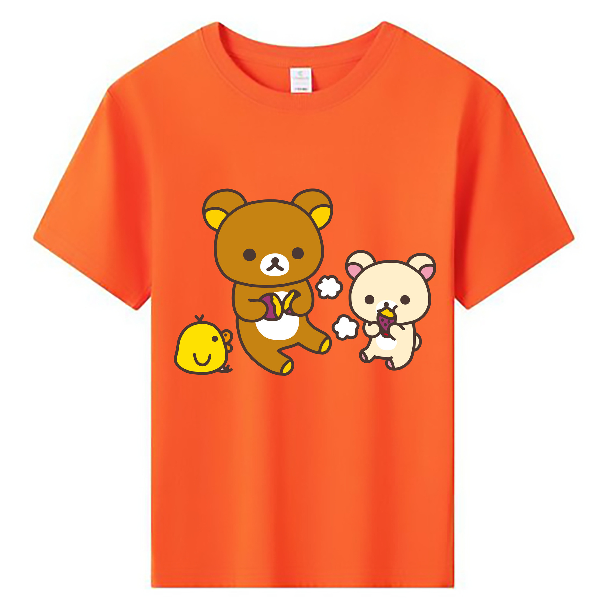 （画像用） リラックマ リラックマ キイロイトリ Rilakkuma Korilakkuma Kiiroitori 綿100％キッズTシャツ（フロントプリント）