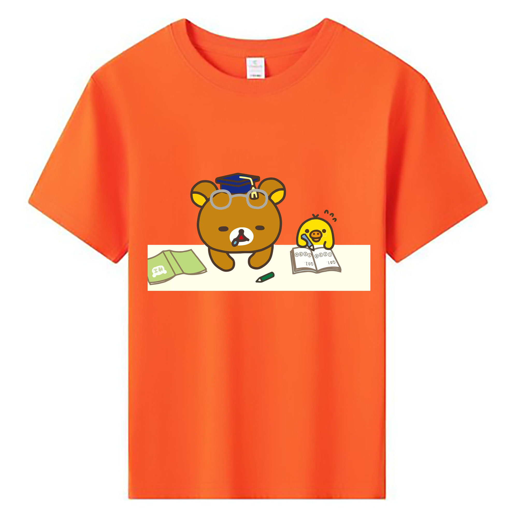（画像用） リラックマ リラックマ キイロイトリ Rilakkuma Korilakkuma Kiiroitori 綿100％キッズTシャツ（フロントプリント）
